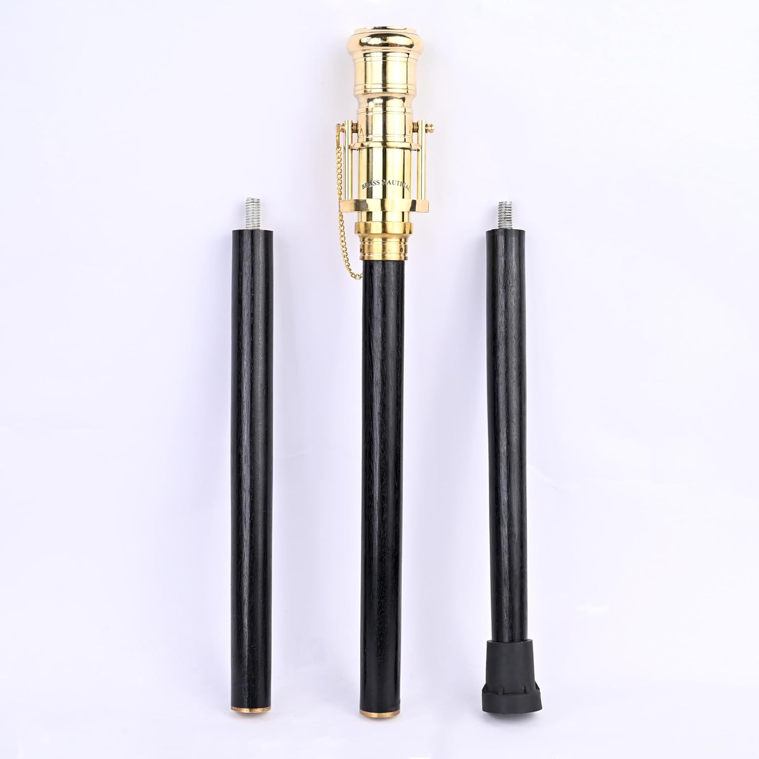 Brass Nautical Telescope Walking Stick with Compass