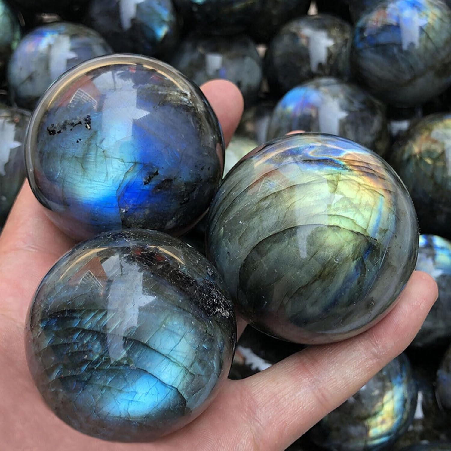 Labradorite Sphere Healing Crystal Ball with Pedestal