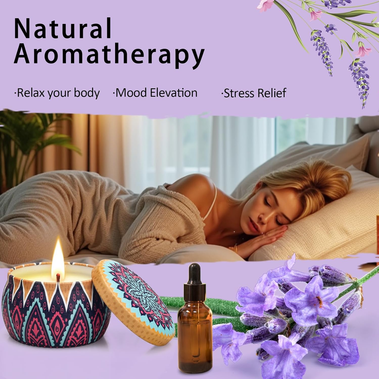 Scented Candles Gift Set 4 Pack Aromatherapy Stress Relief for Women