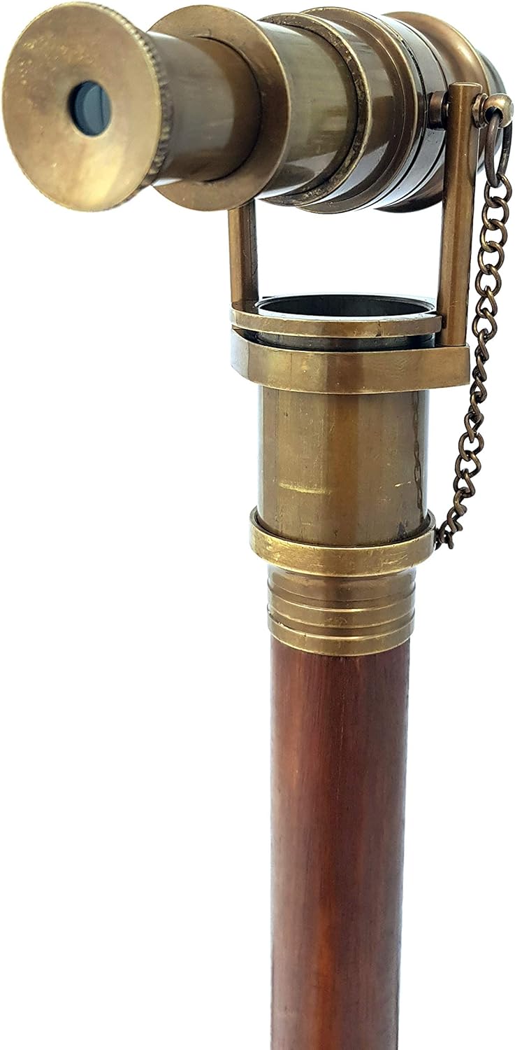 Brass Nautical Telescope Walking Stick with Antique Finish