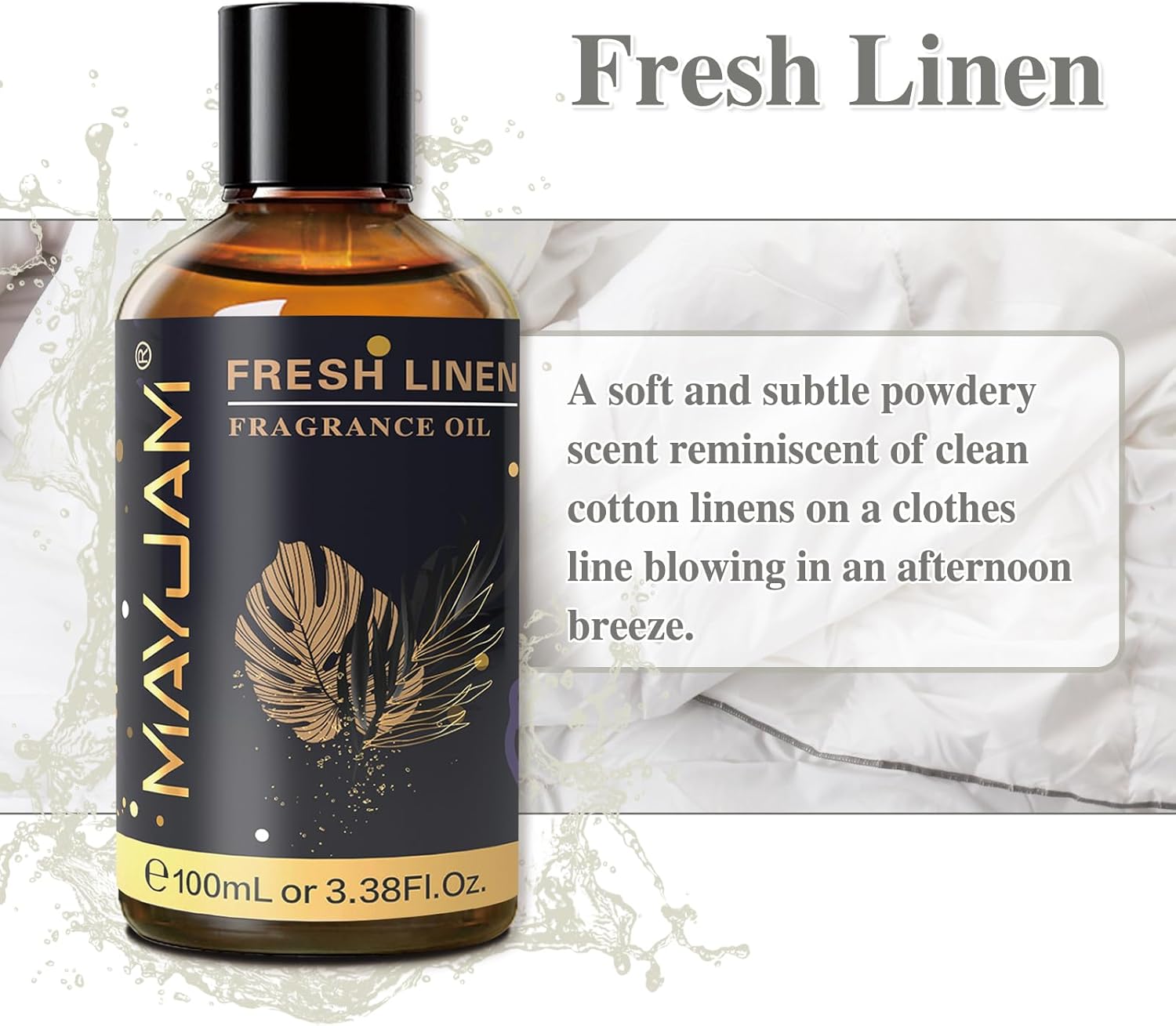 Fresh Linen Fragrance Oils 100ML with Glass Dropper