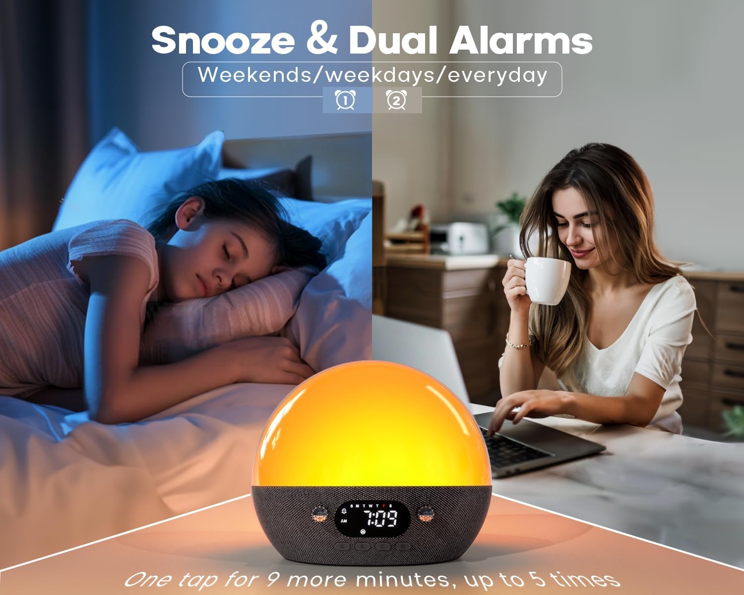 MOMILLA Sunrise Alarm Clock with Bluetooth Speaker