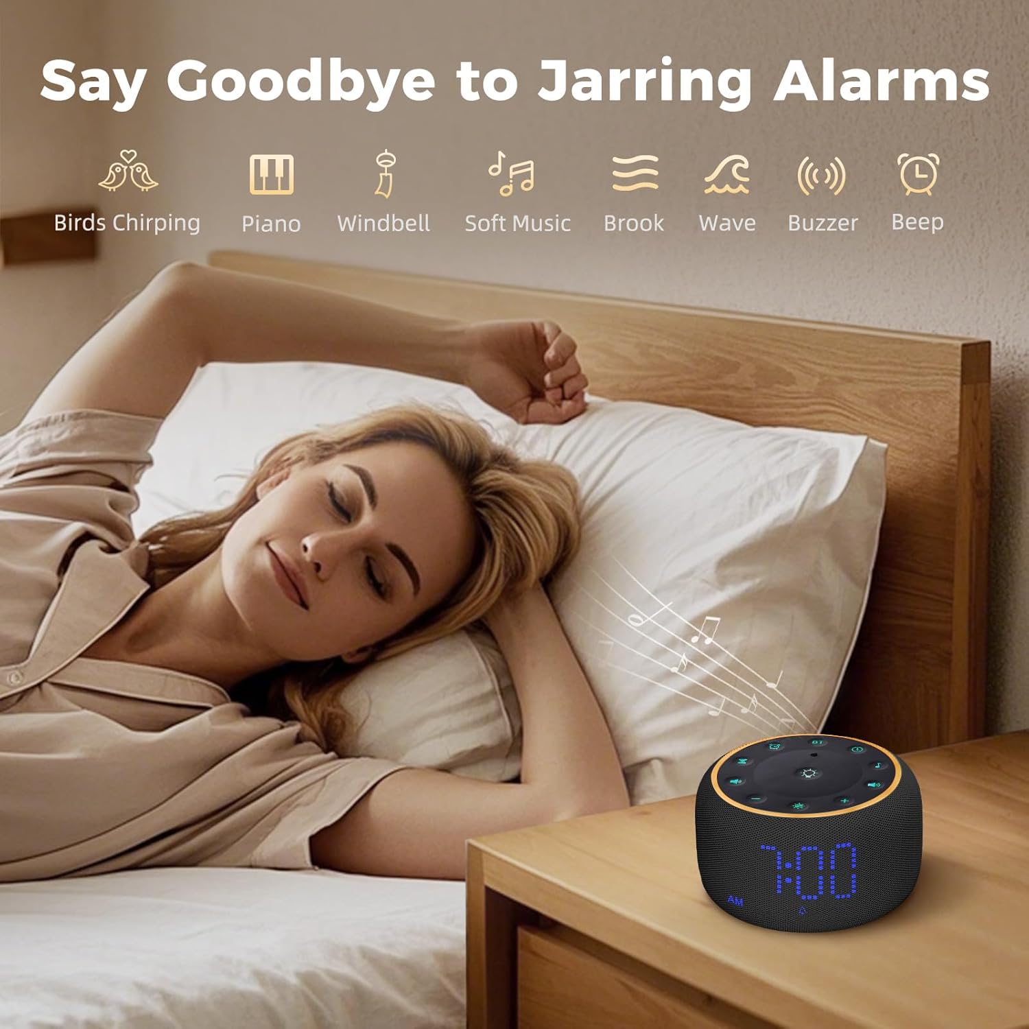 Mojikoo WhiteNoise Alarm Clock 4-in-1 Sleep Solution