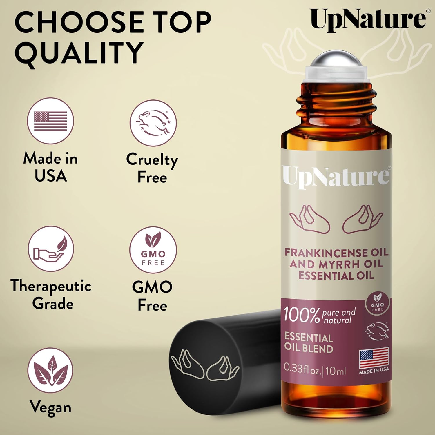 UpNature Frankincense and Myrrh Oil Roll On - Natural Essential Oil for Skin