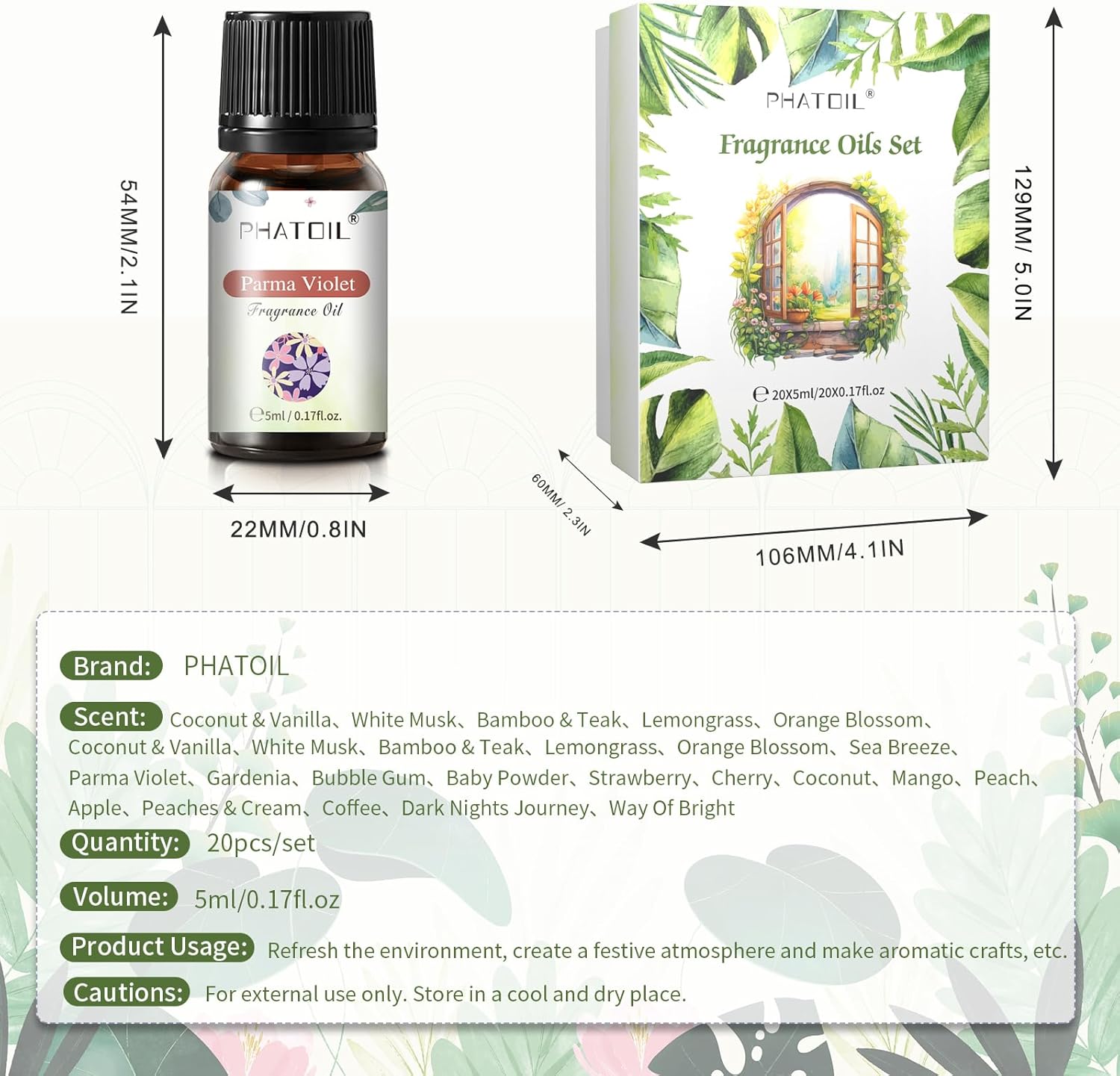 Coconut 20 Pcs Fragrance Oil Set for Diffusers and DIY
