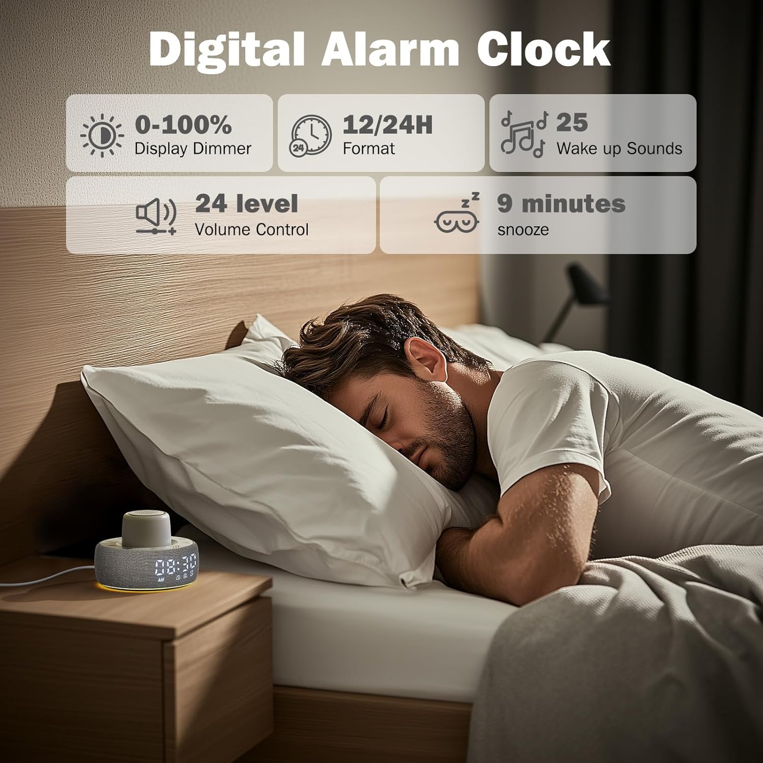 Paussion White Noise Machine with Smart Alarm Clock