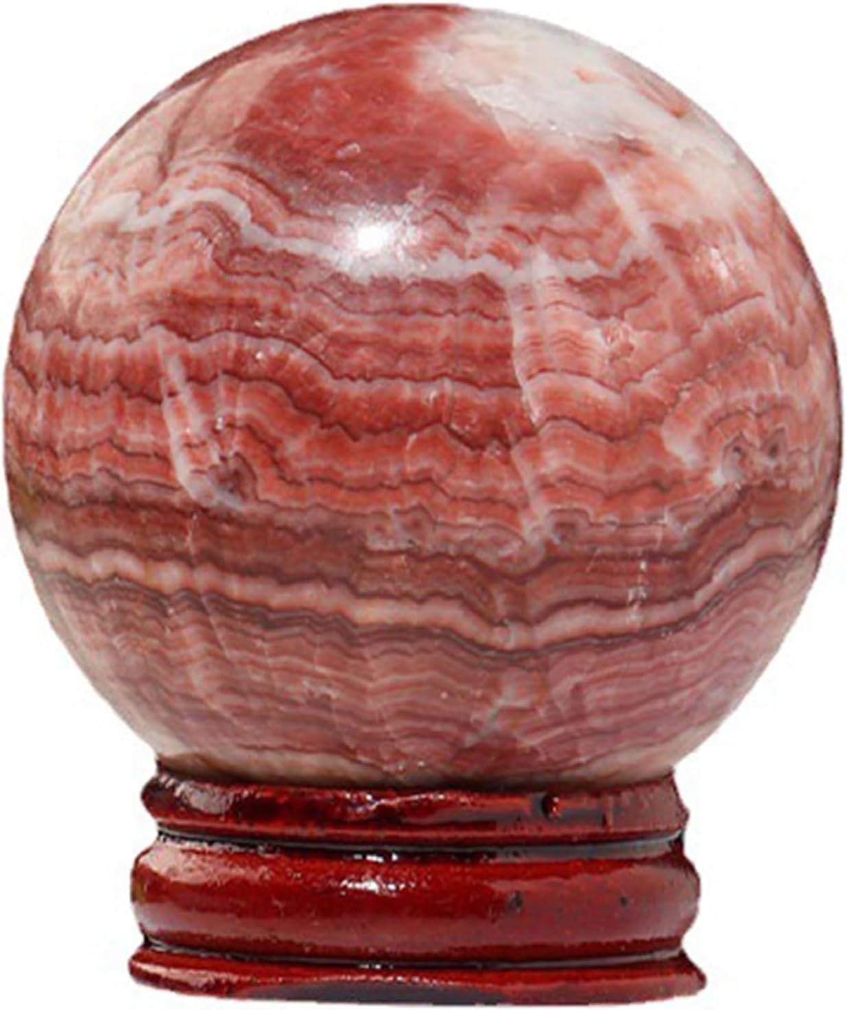 Natural Rhodochrosite Crystal Ball with Stand - Healing Gemstones for Feng Shui