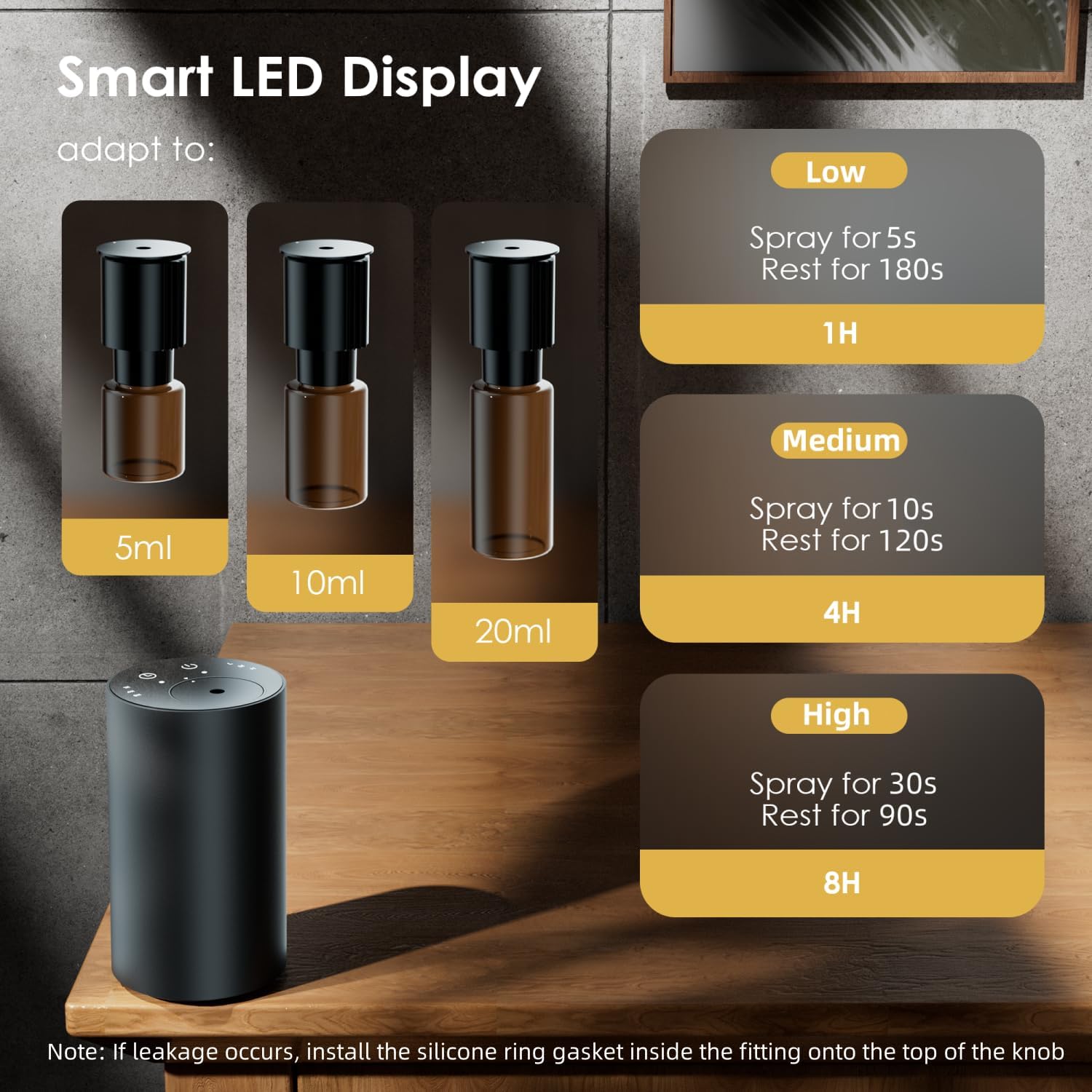 Waterless Essential Oil Diffuser with 3 Mist Levels