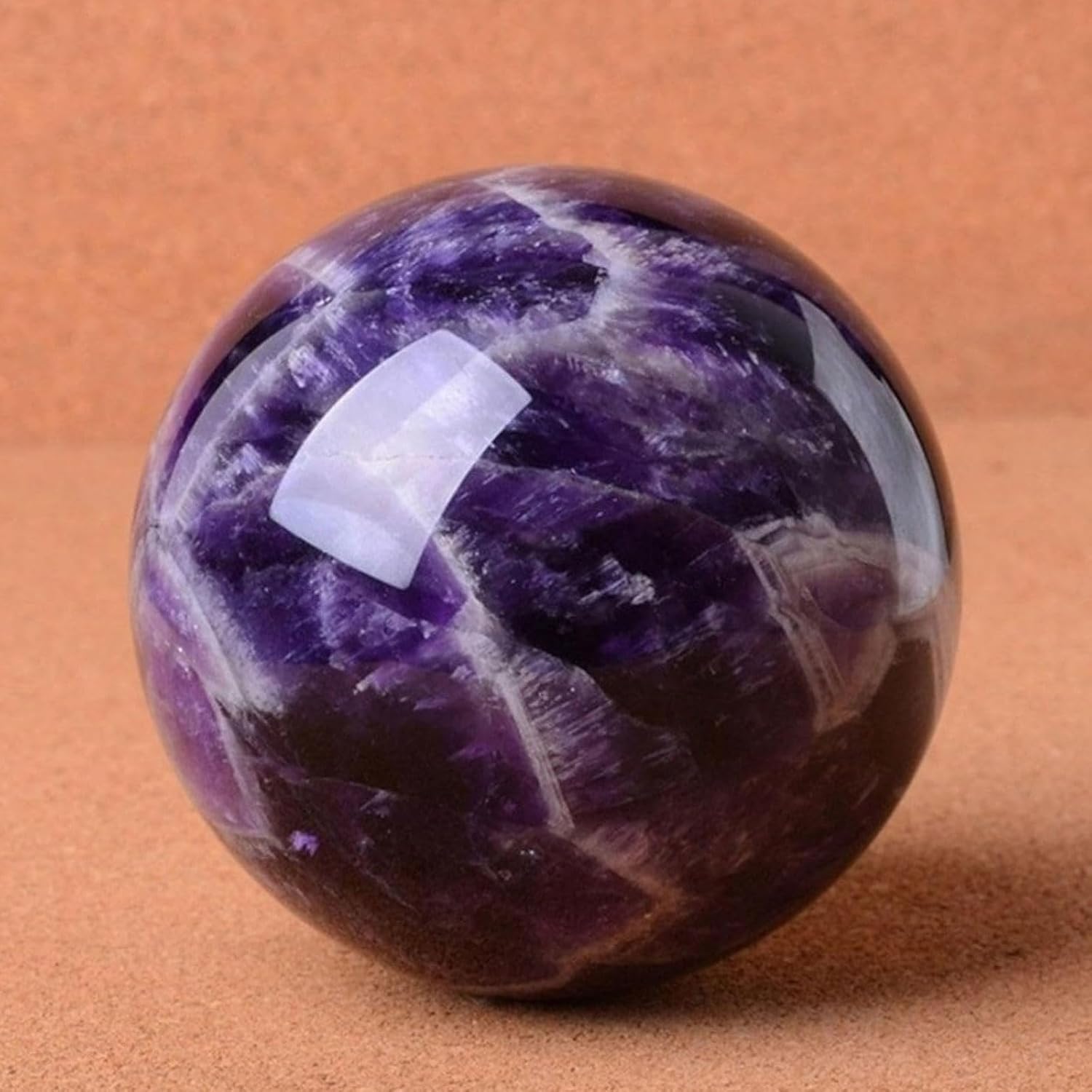 Natural Fantasy Amethyst Sphere Ornament with Stand