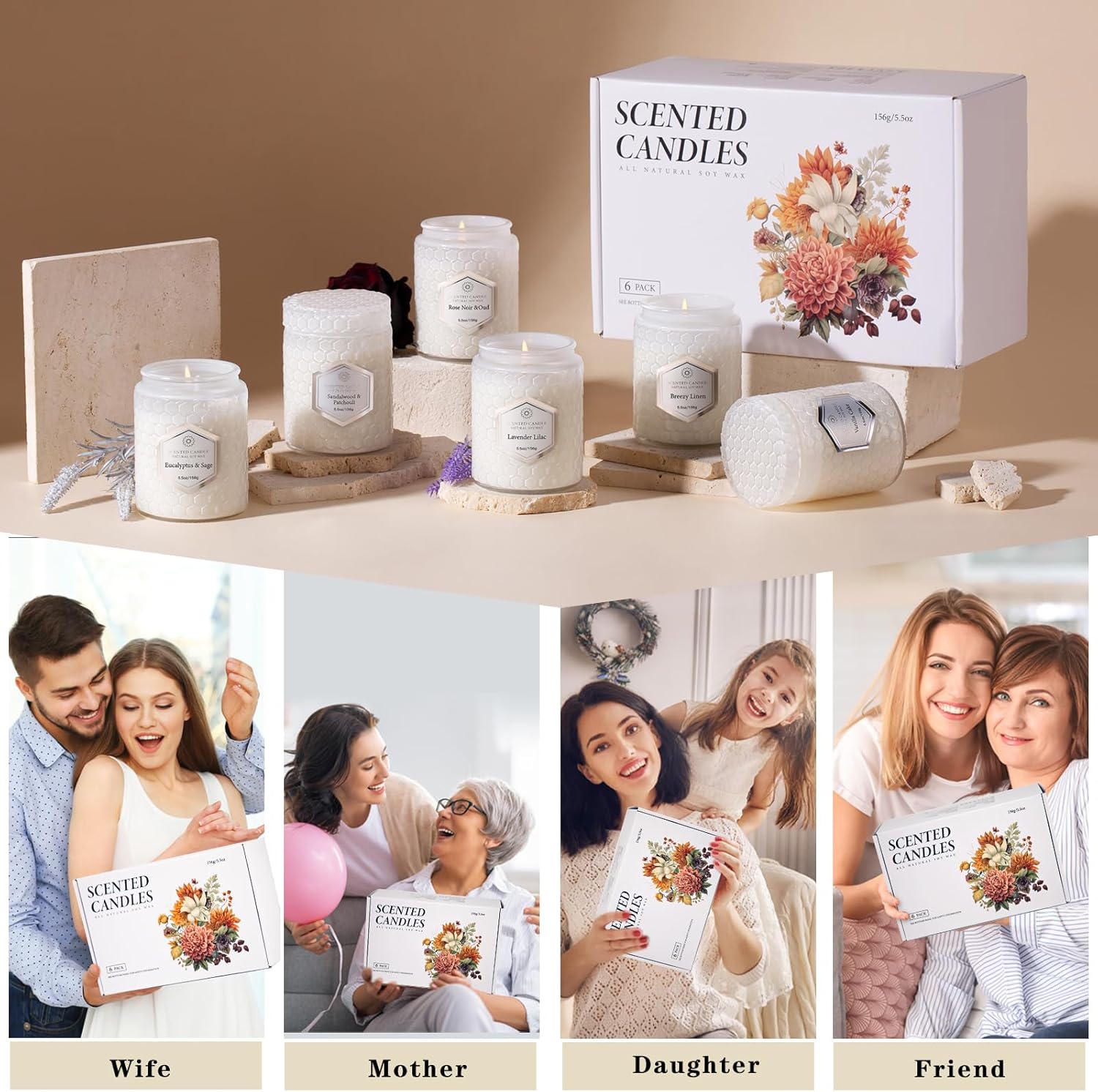 6 Pack Aromatherapy Candles for Home Comfort and Relaxation