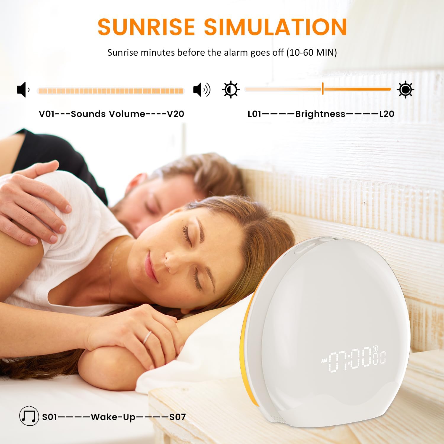 RICIAL Light Therapy Lamp with Dual Alarms and 10000 Lux Light