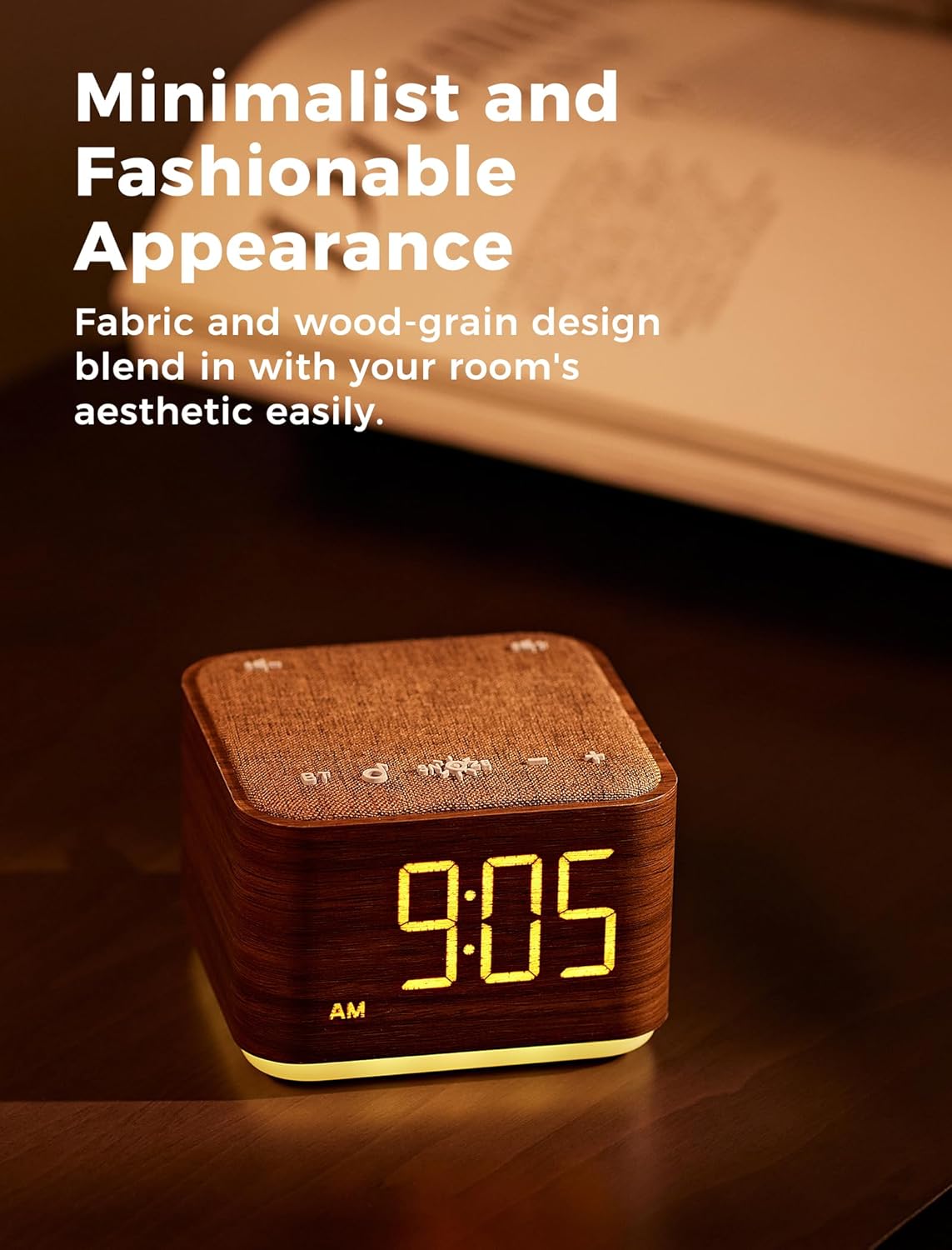 Mojikoo Sound Machine Alarm Clock with Bluetooth and Night Light 1