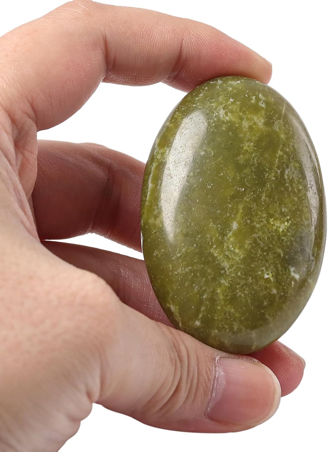 Loveliome Natural Green Jade Oval Worry Stones
