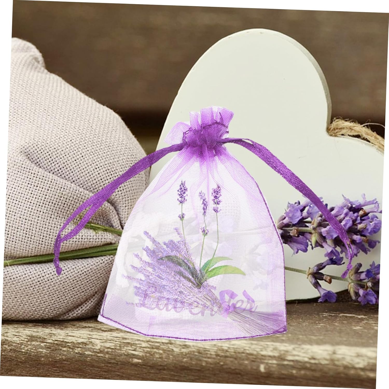 Garneck 20pcs Lavender Sachet Empty Drawstring Bags for Dried Flowers and Herbs
