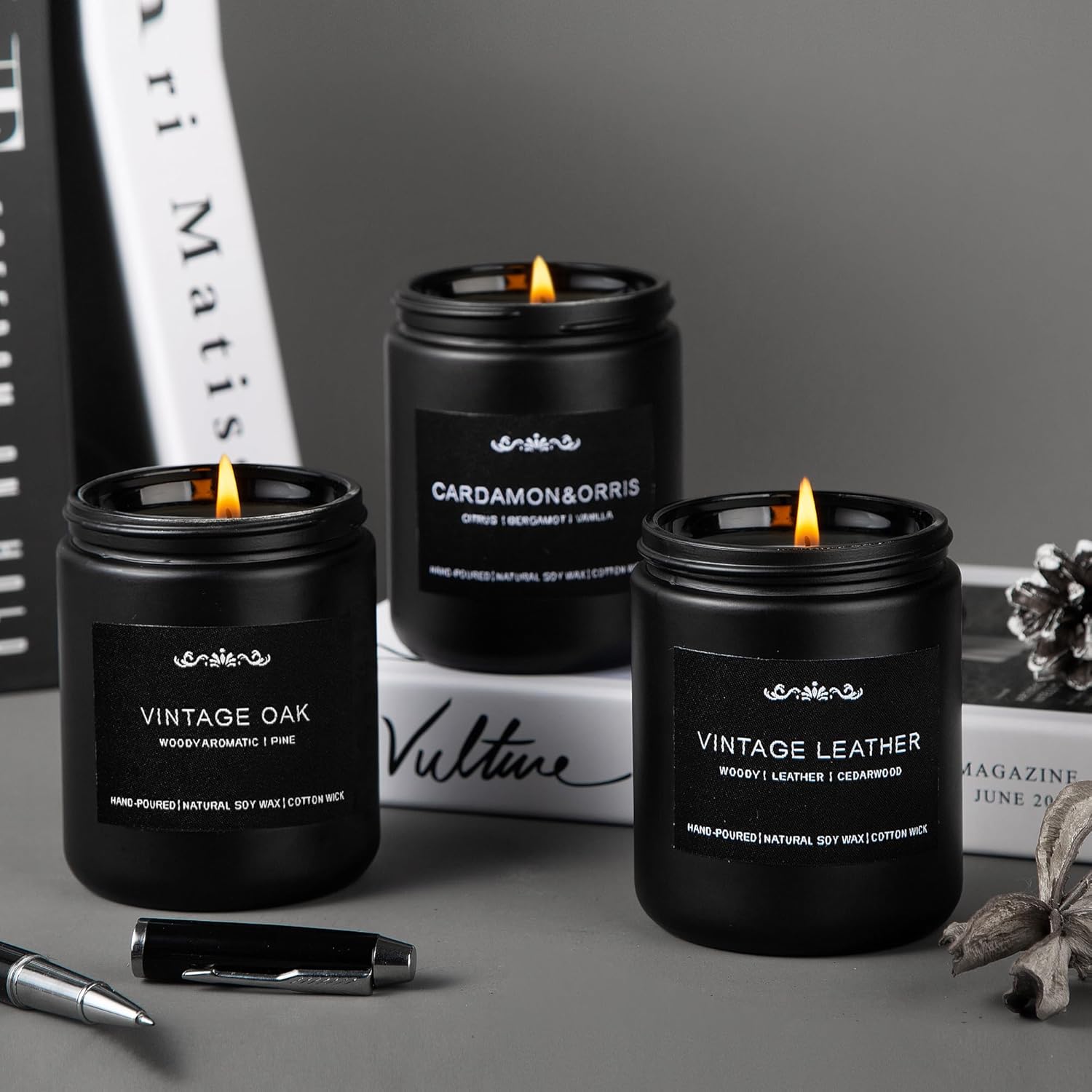 Inayou Men Scented Candles 6 Pack Aromatherapy Gift