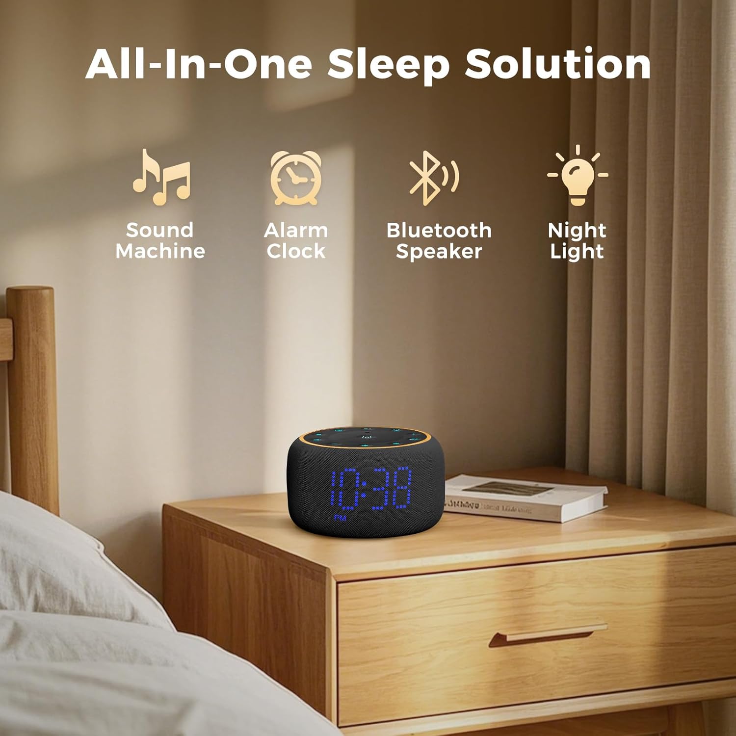 Mojikoo WhiteNoise Alarm Clock 4-in-1 Sleep Solution