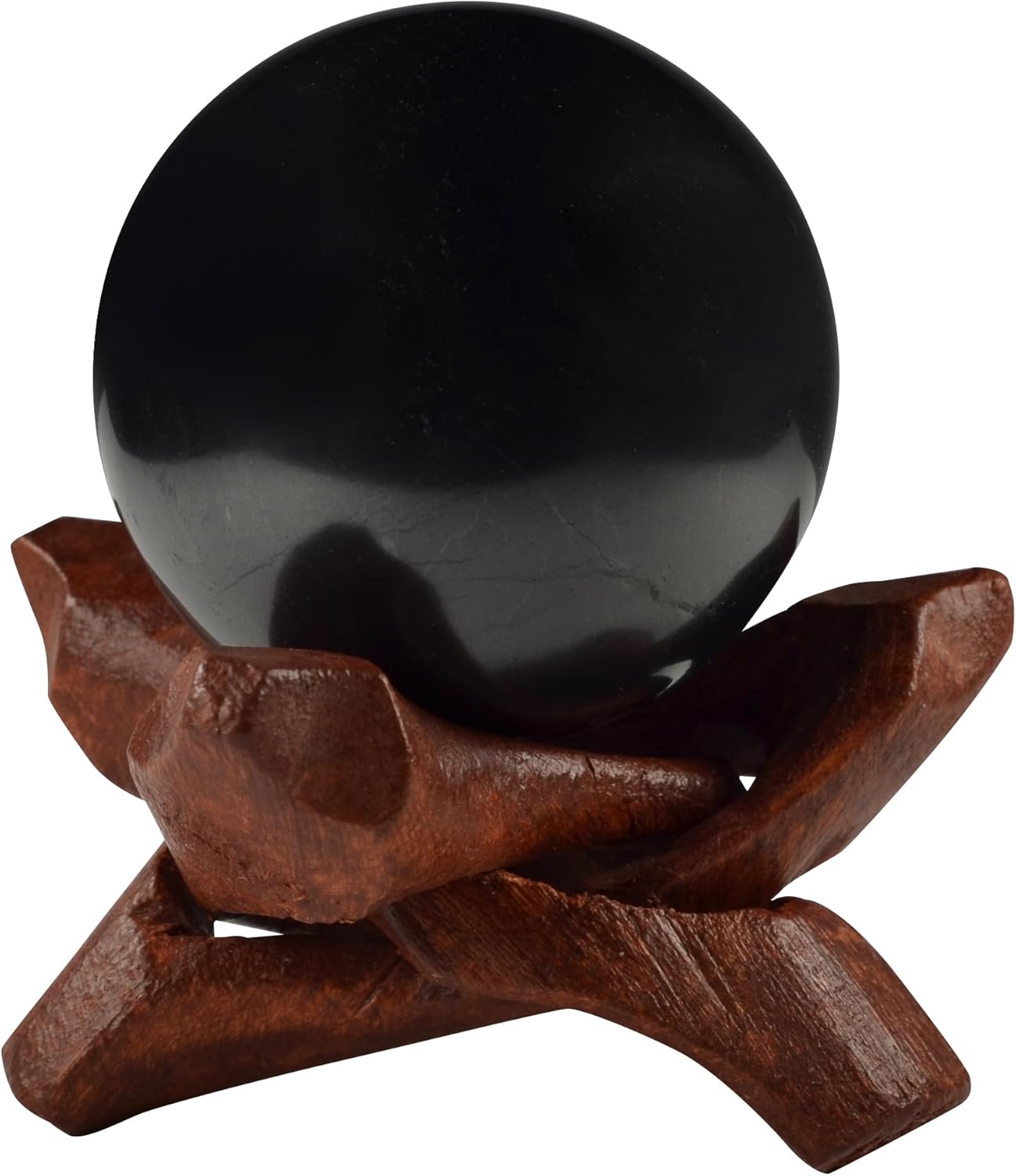 Shungite Stone Sphere 40mm with Stand for Feng Shui Healing