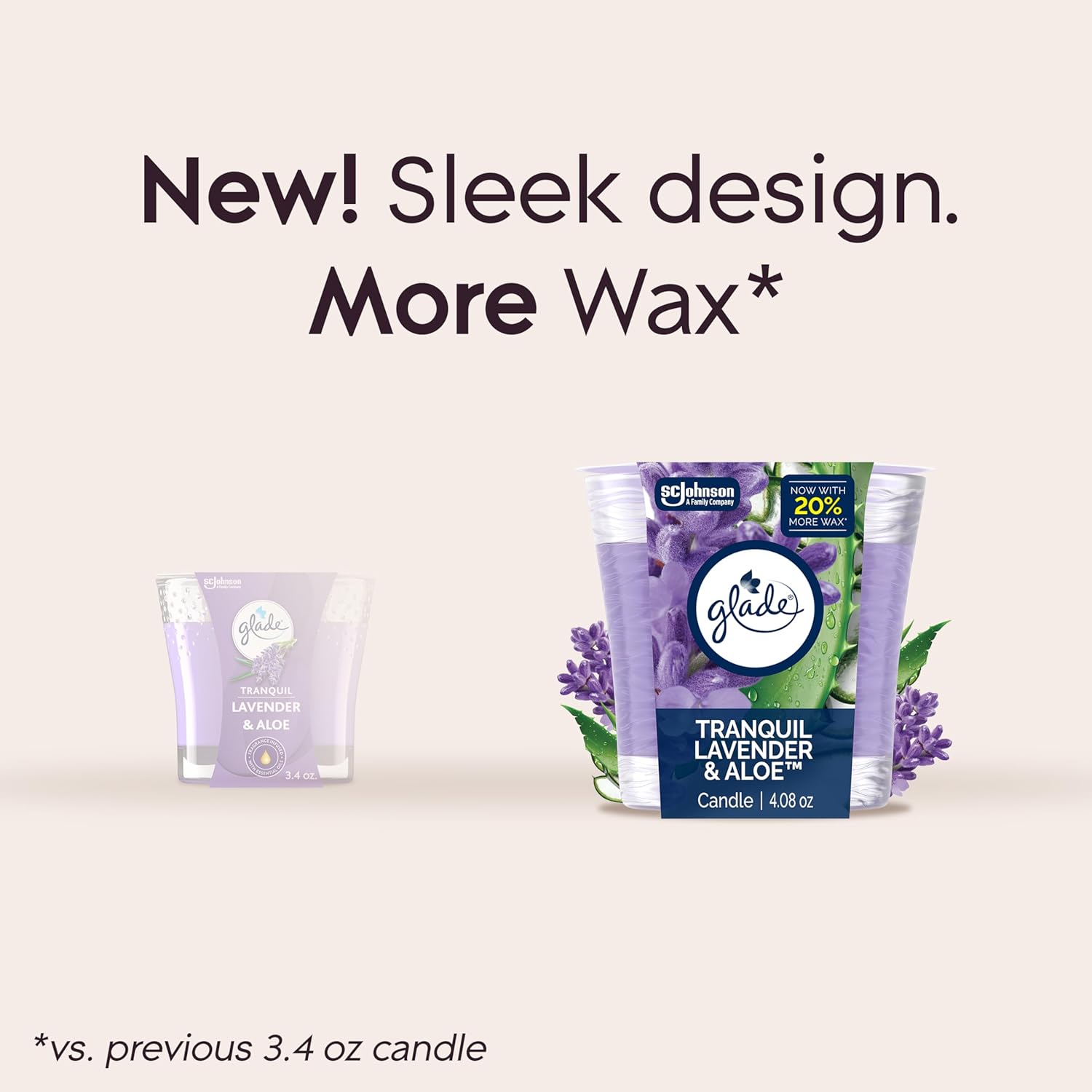 Glade 1-Wick Scented Candle Jar Tranquil Lavender Aloe