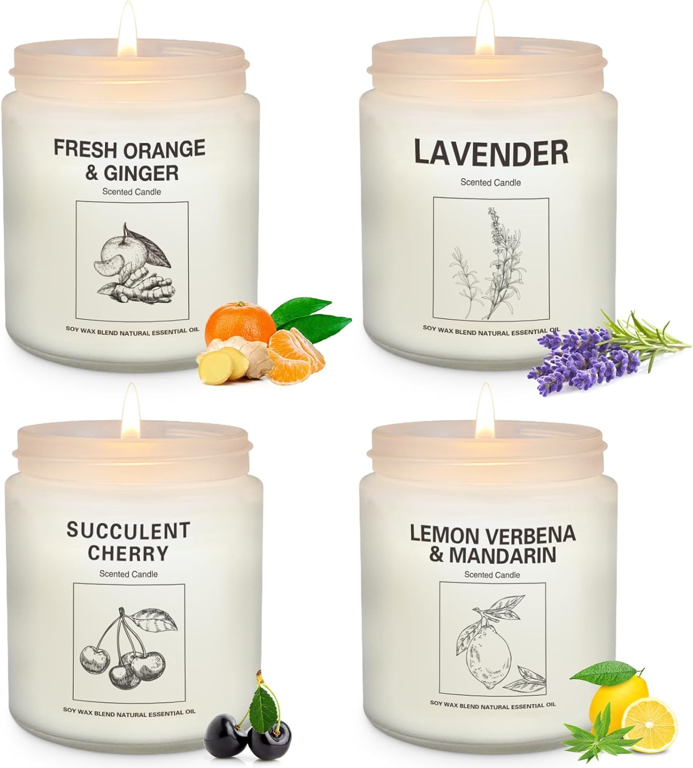 Lavender Aromatherapy Candles 4 Pack with 240 Hours Burn Time