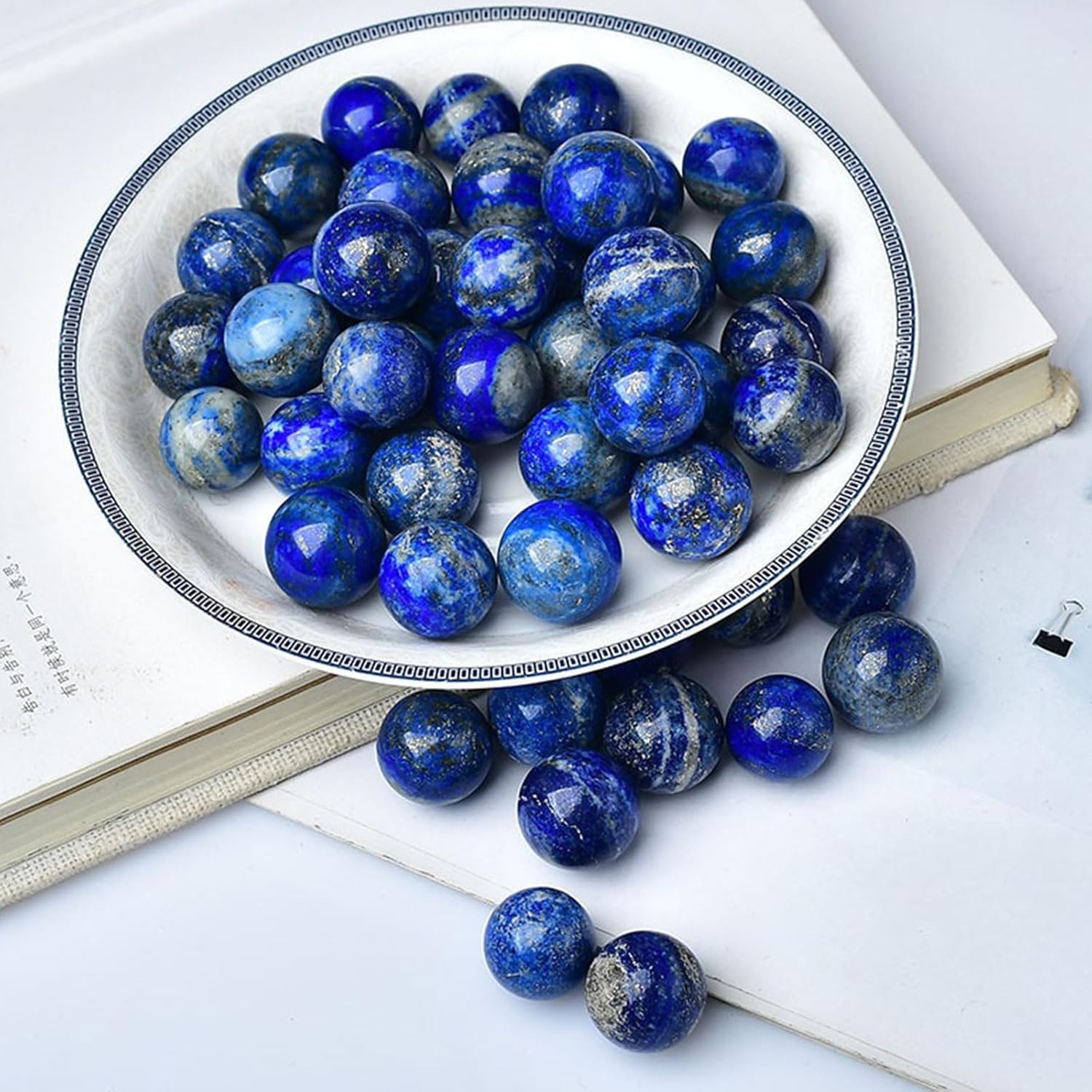 Lapis Lazuli Healing Crystal Sphere with Wooden Stand