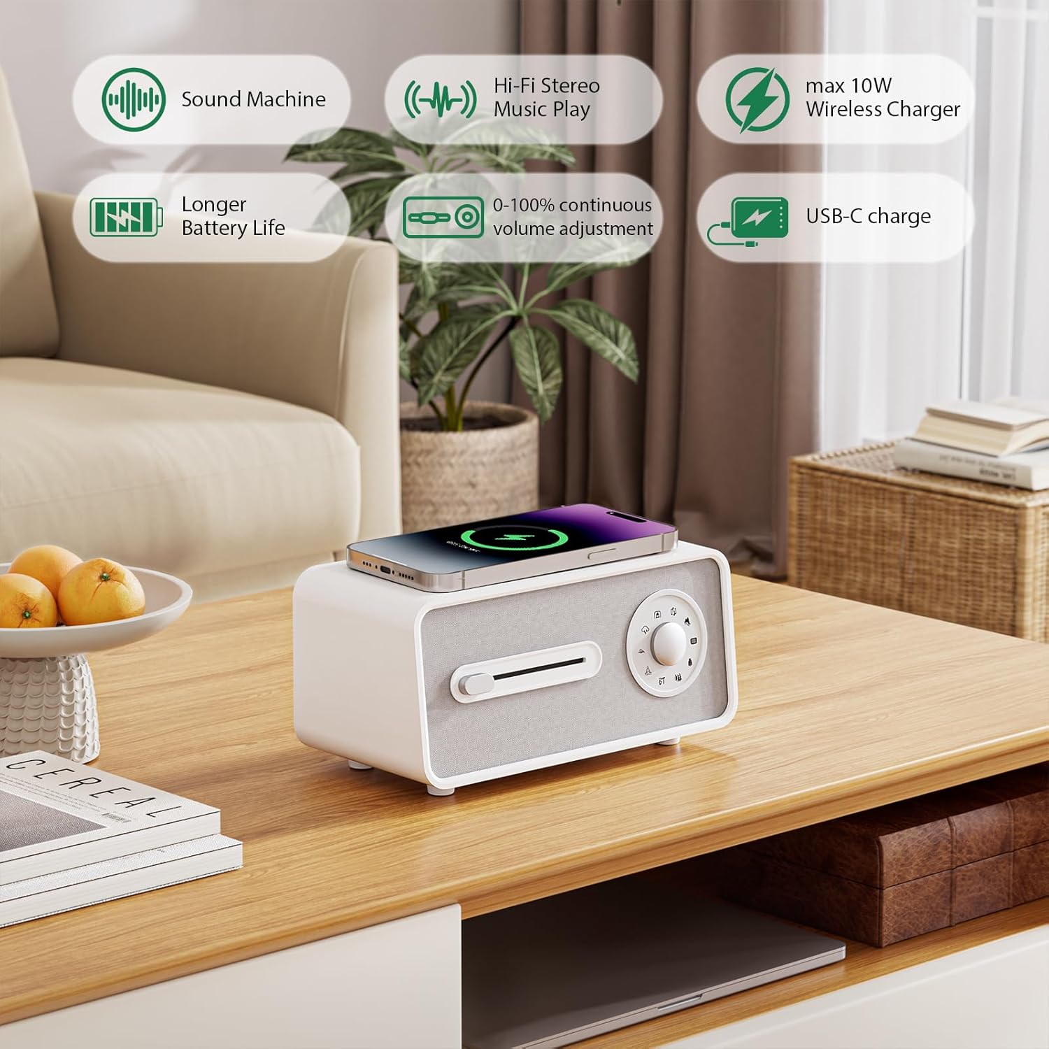 Wipeeyes White Noise Sound Machine with Wireless Charging
