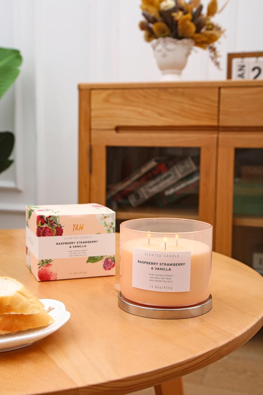 Raspberry Strawberry Vanilla 3 Wick Scented Candle