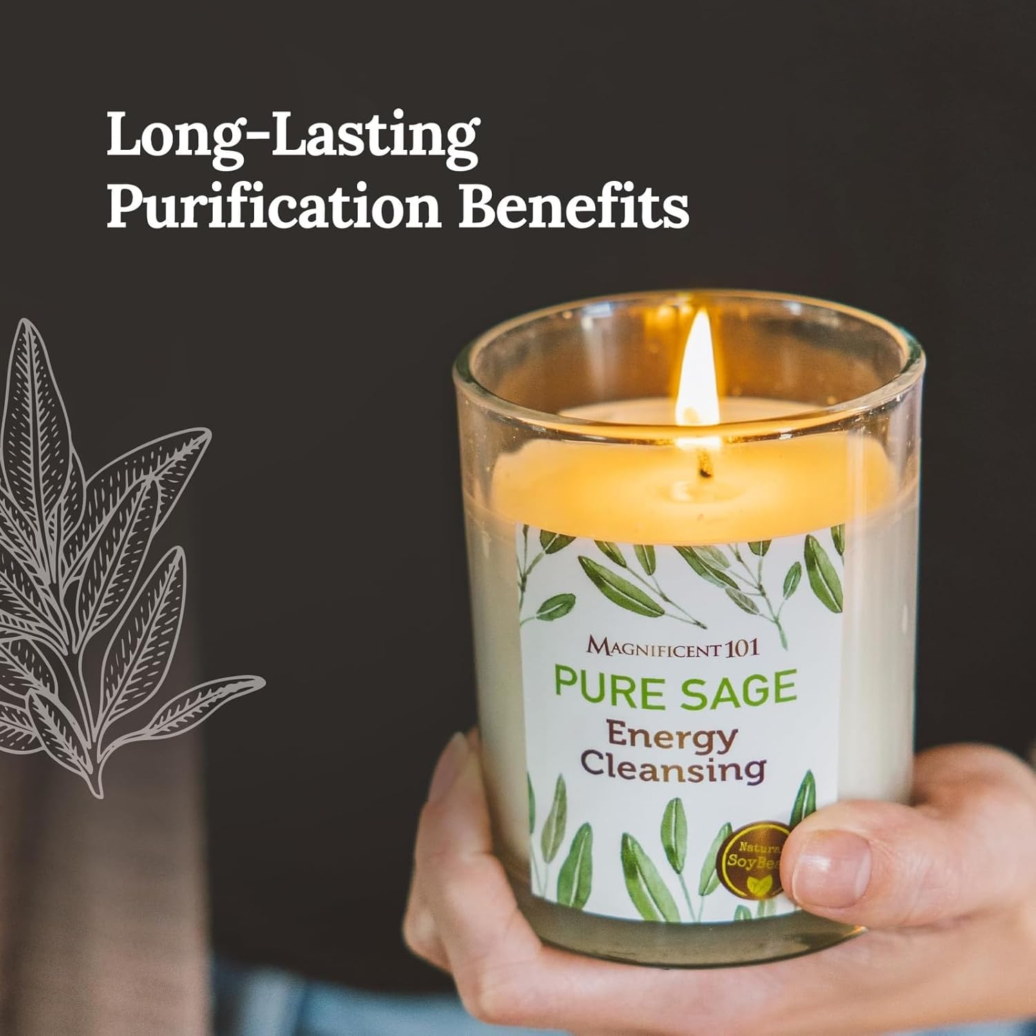 Magnificent 101 Set of 3 Pure Sage Smudge Candles