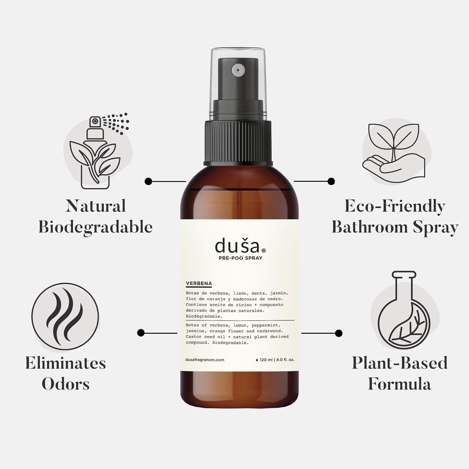 DUSA Bathroom Spray Poo Odor Eliminator 4 Oz