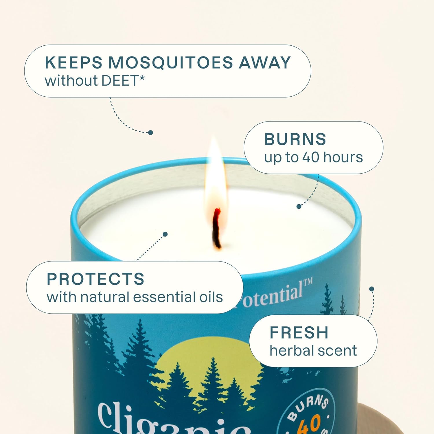 Cliganic Mosquito Repellent Candle 9oz Citronella Essential Oil Burn 40 Hours