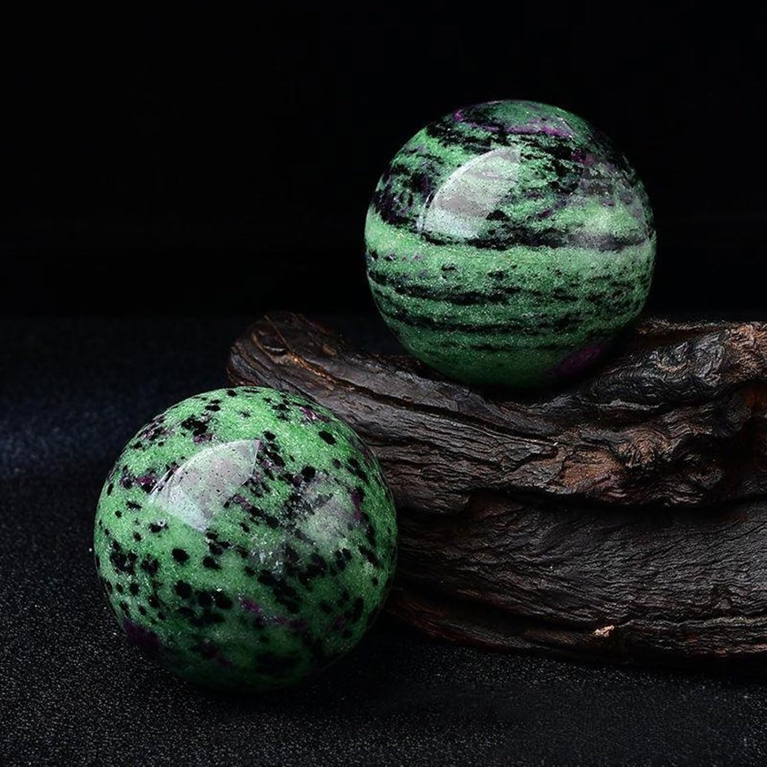 Natural Ruby Zoisite Healing Crystal Ball with Stand