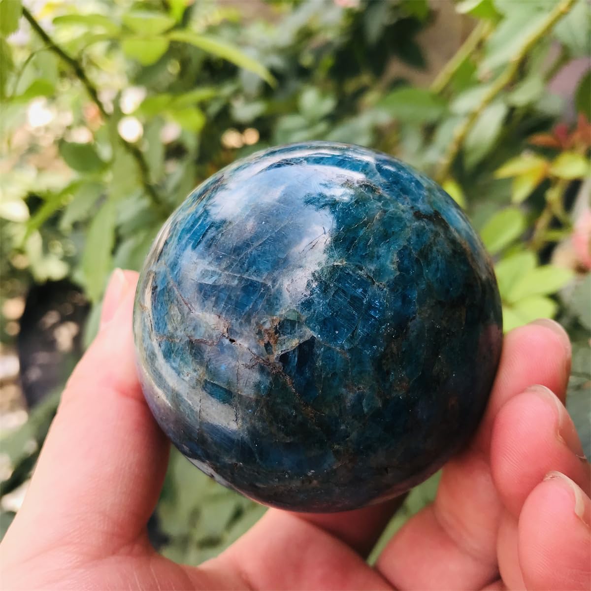Large Natural Quartz Crystal Sphere Blue Apatite 60MM-70MM 1PC