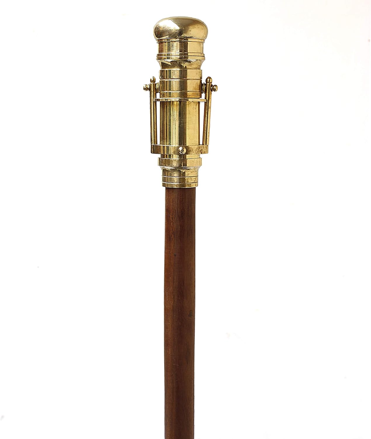 Wooden Walking Stick with Brass Handle and Telescope
