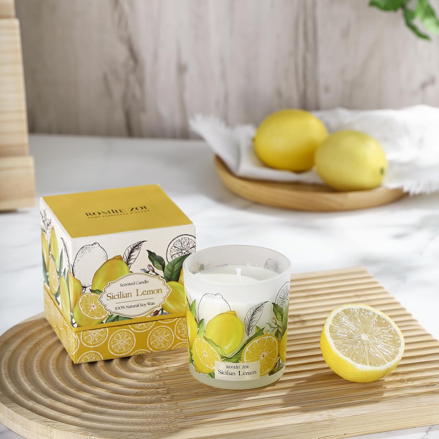 Sicilian Lemon Scented Candle 6oz Aromatherapy Jar