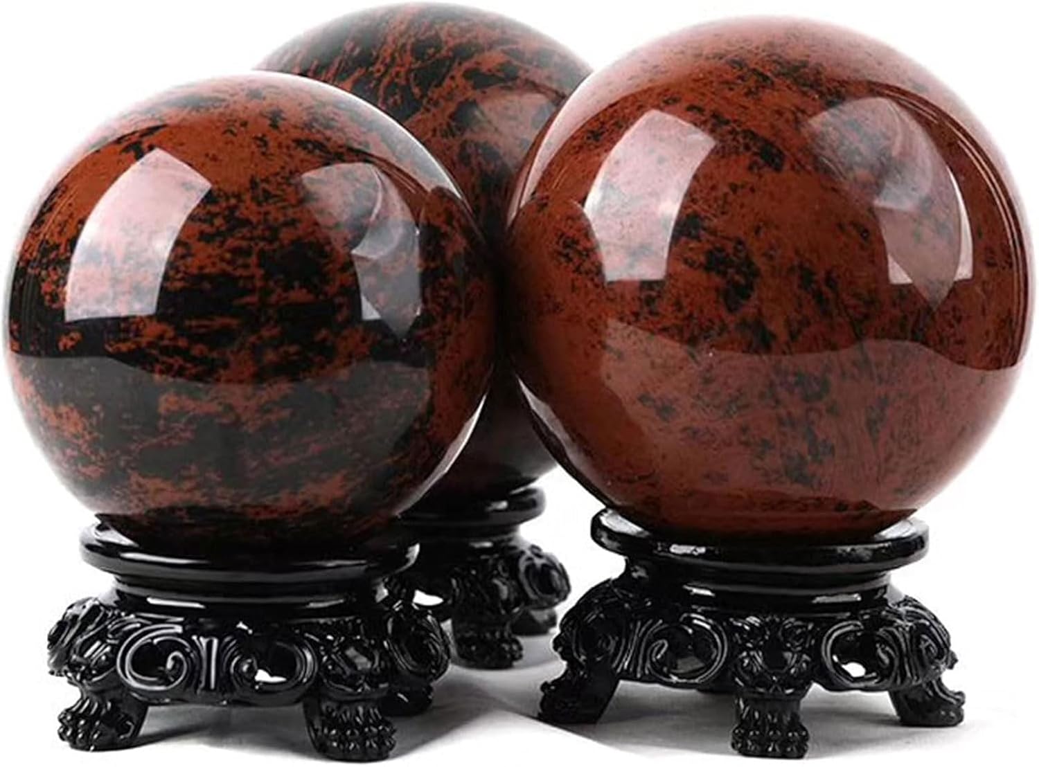 Red Obsidian Sphere with Stand for Feng Shui and Meditation