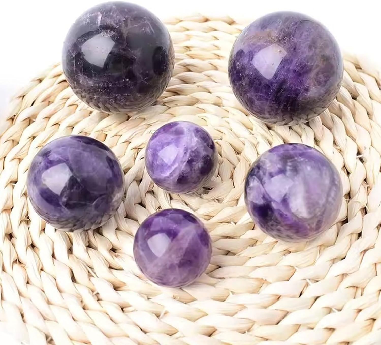 Large Amethyst Deep Purple Quartz Crystal Ball with Wooden Stand