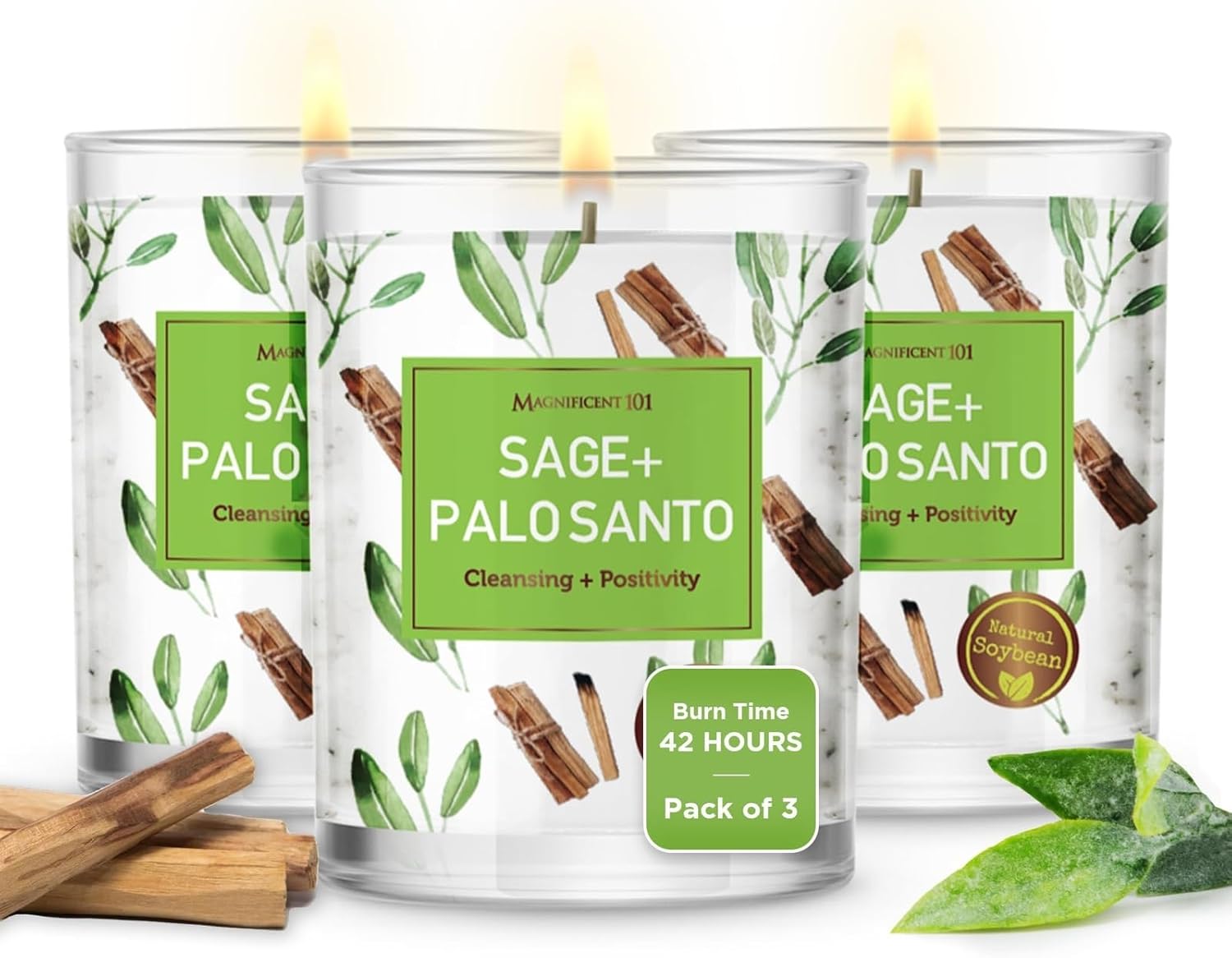 Magnificent 101 Sage Candle Set - 3 Pack 35 Oz