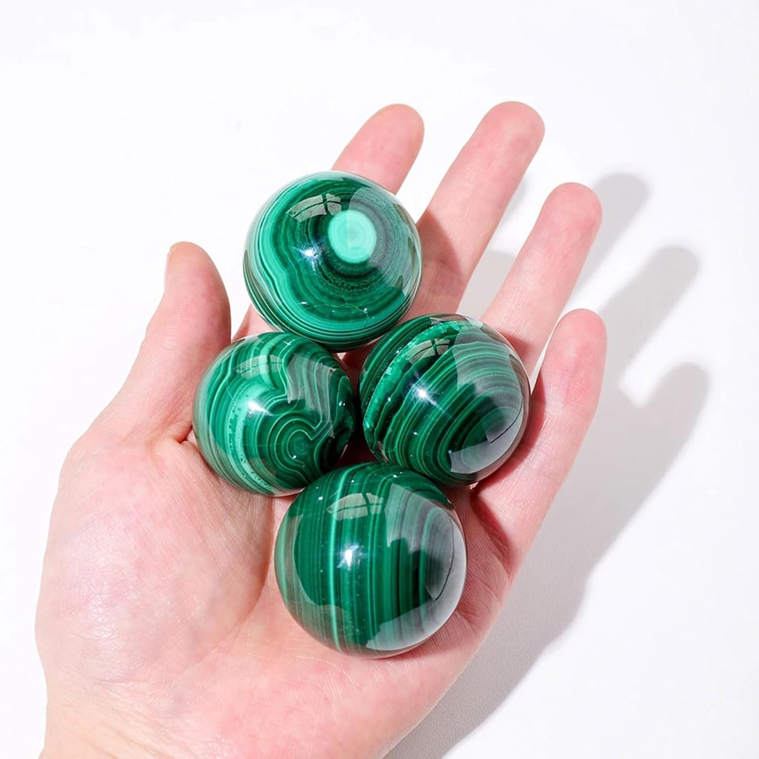 Natural Malachite Crystal Healing Sphere with Stand