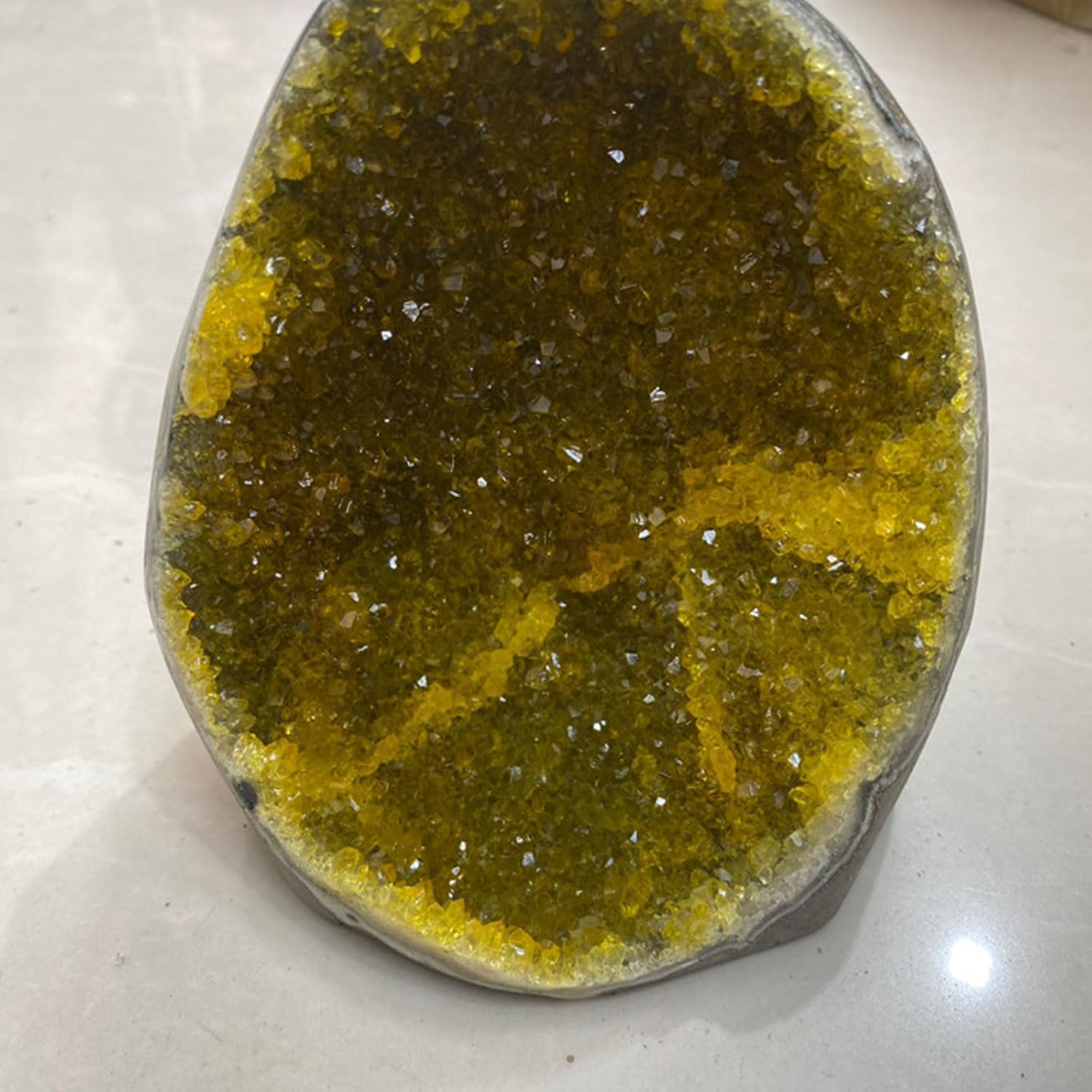 Natural Citrine Crystal Cluster Geode for Home Decoration