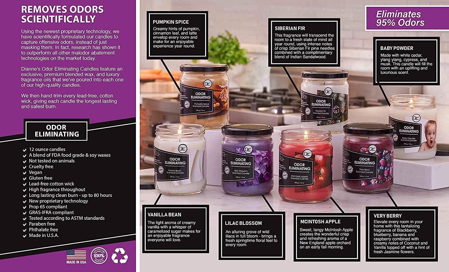 Diannes Custom Lavender Odor Eliminating Candle