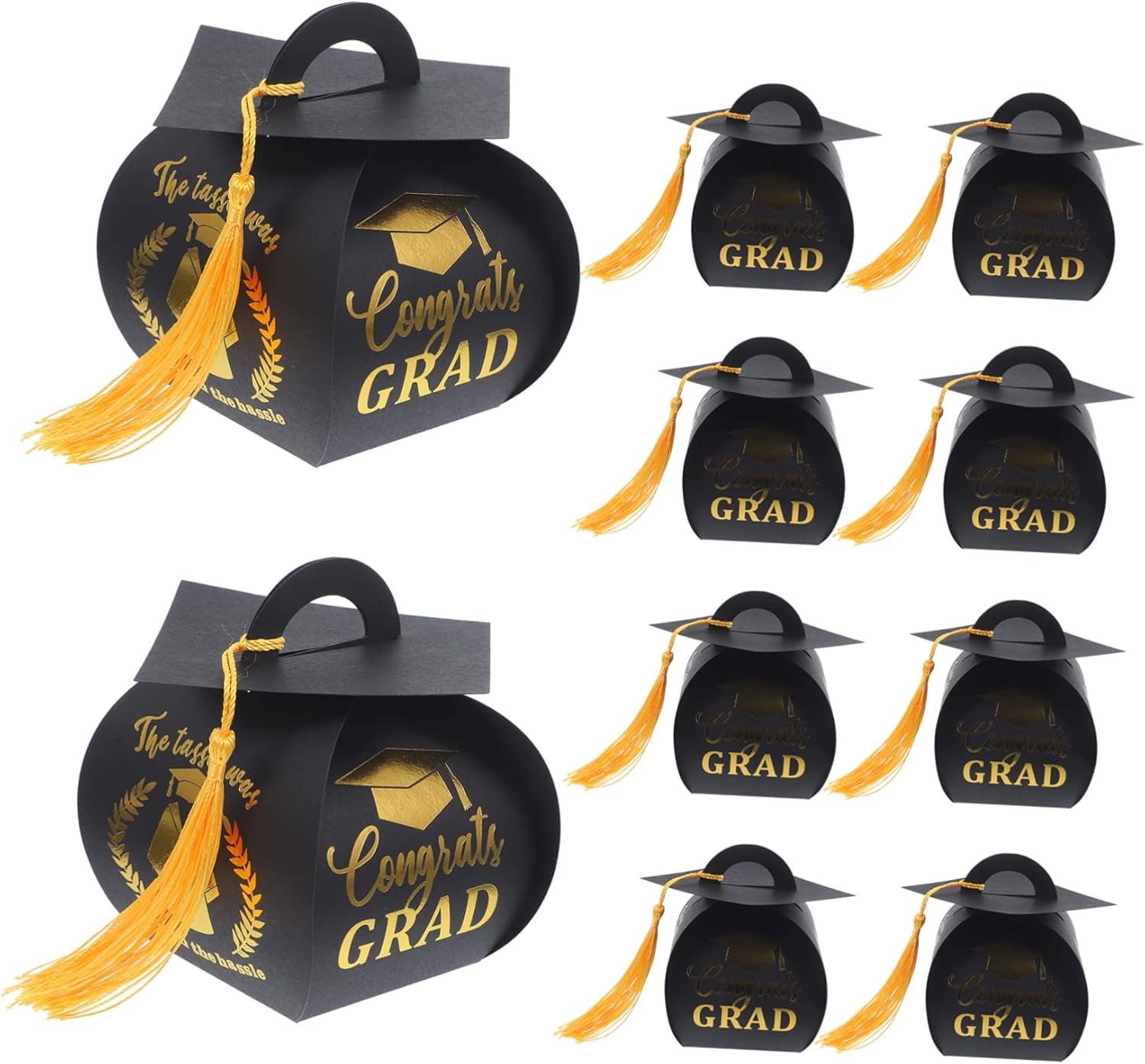 10Pcs Graduation Cap Candy Holders with Tassels