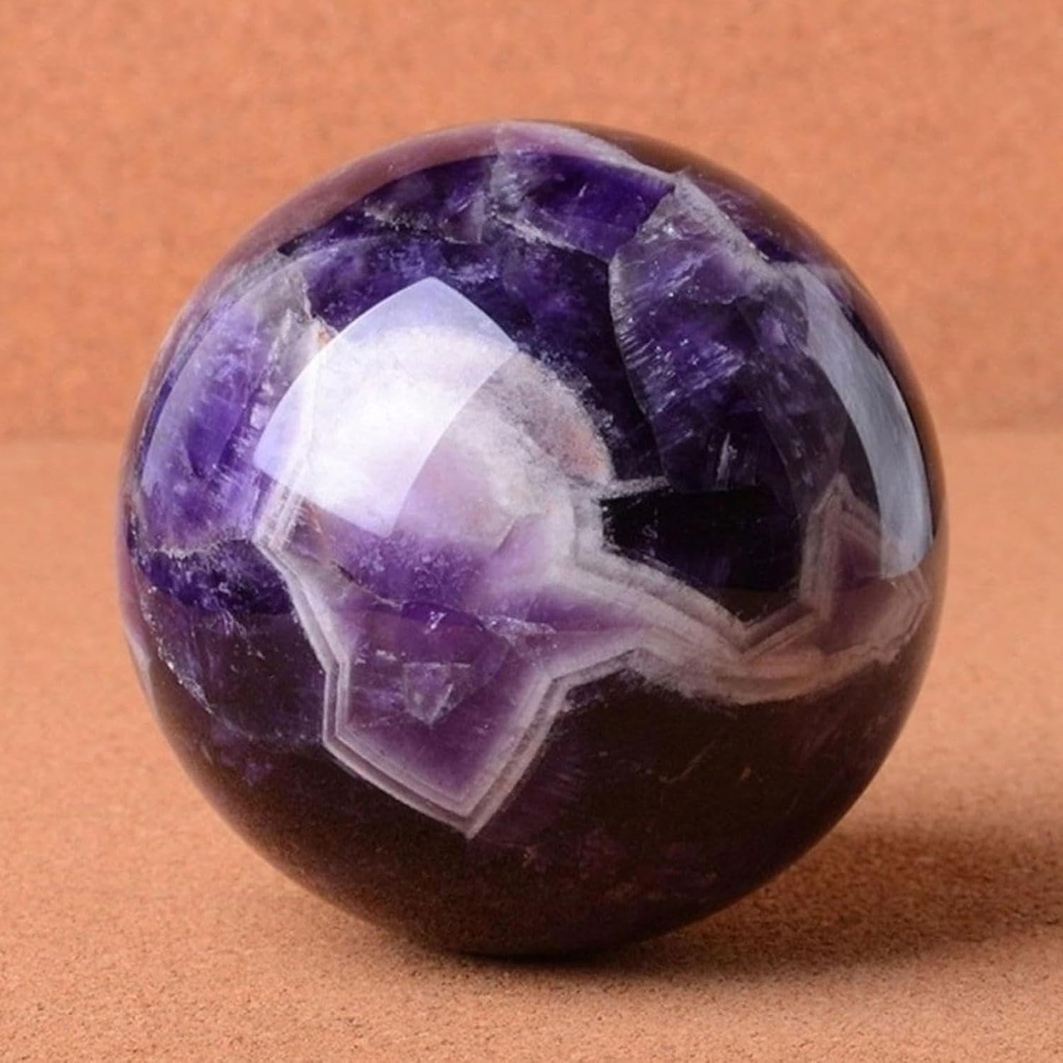 Natural Fantasy Amethyst Sphere Ornament with Stand