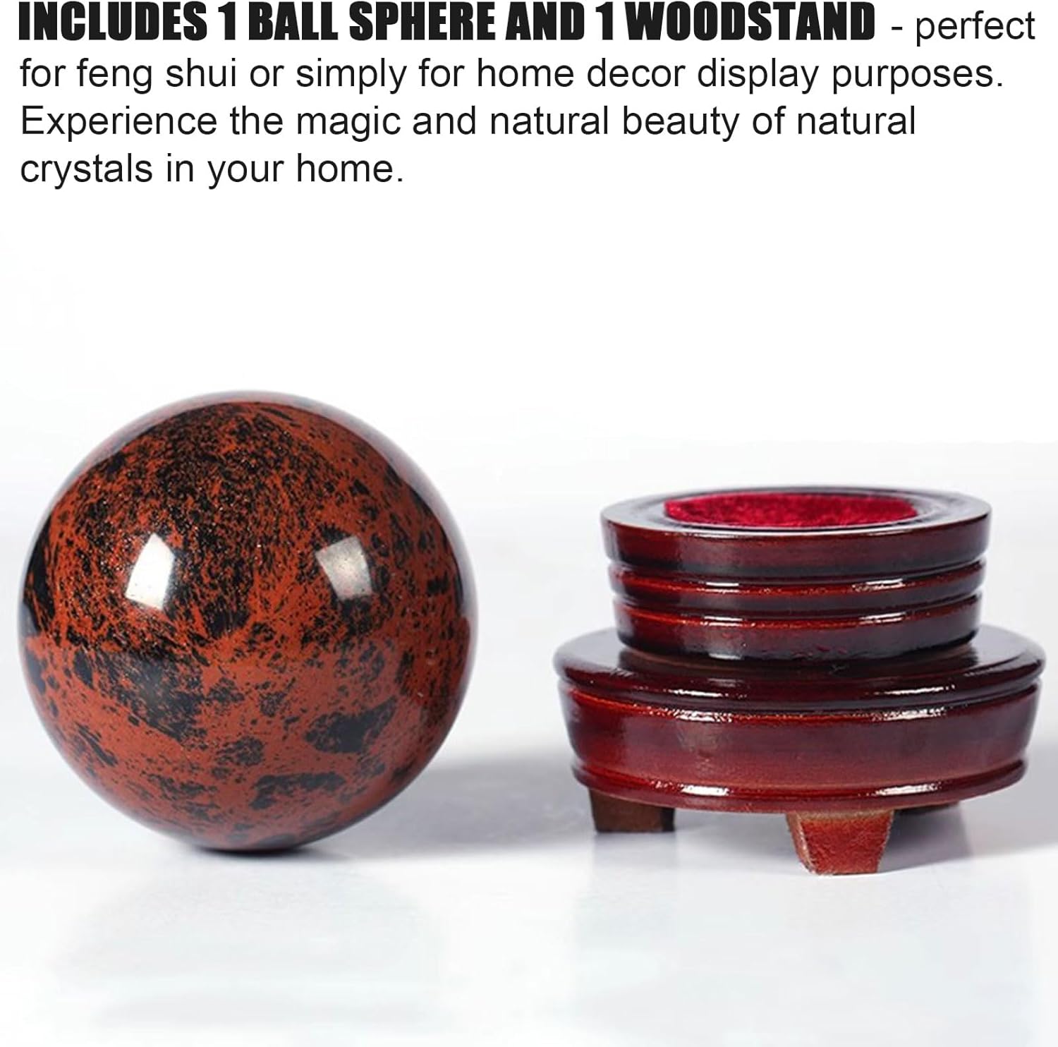 Red Obsidian Sphere with Stand for Feng Shui and Meditation