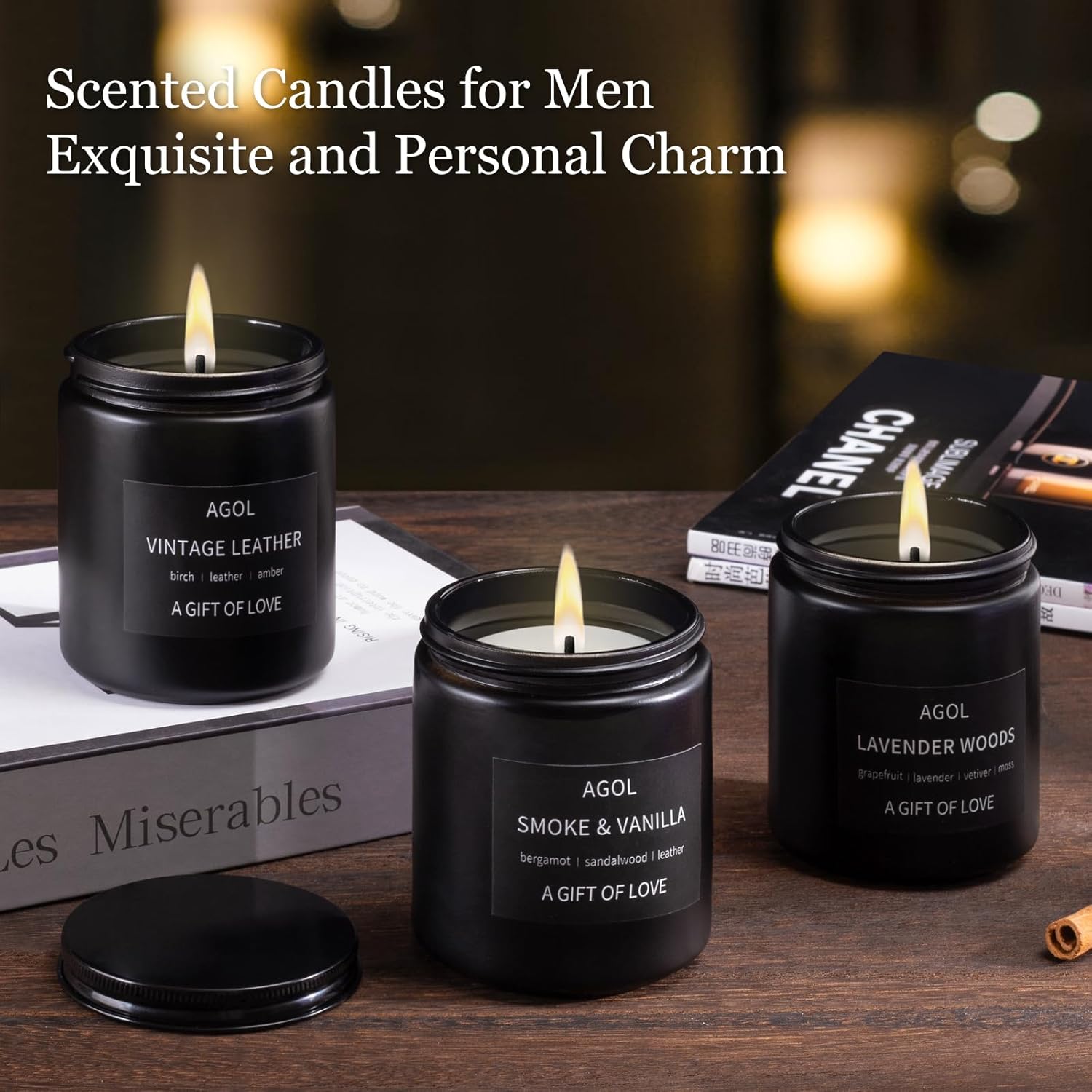 AGOL Men Scented Candle Set 3 Pack