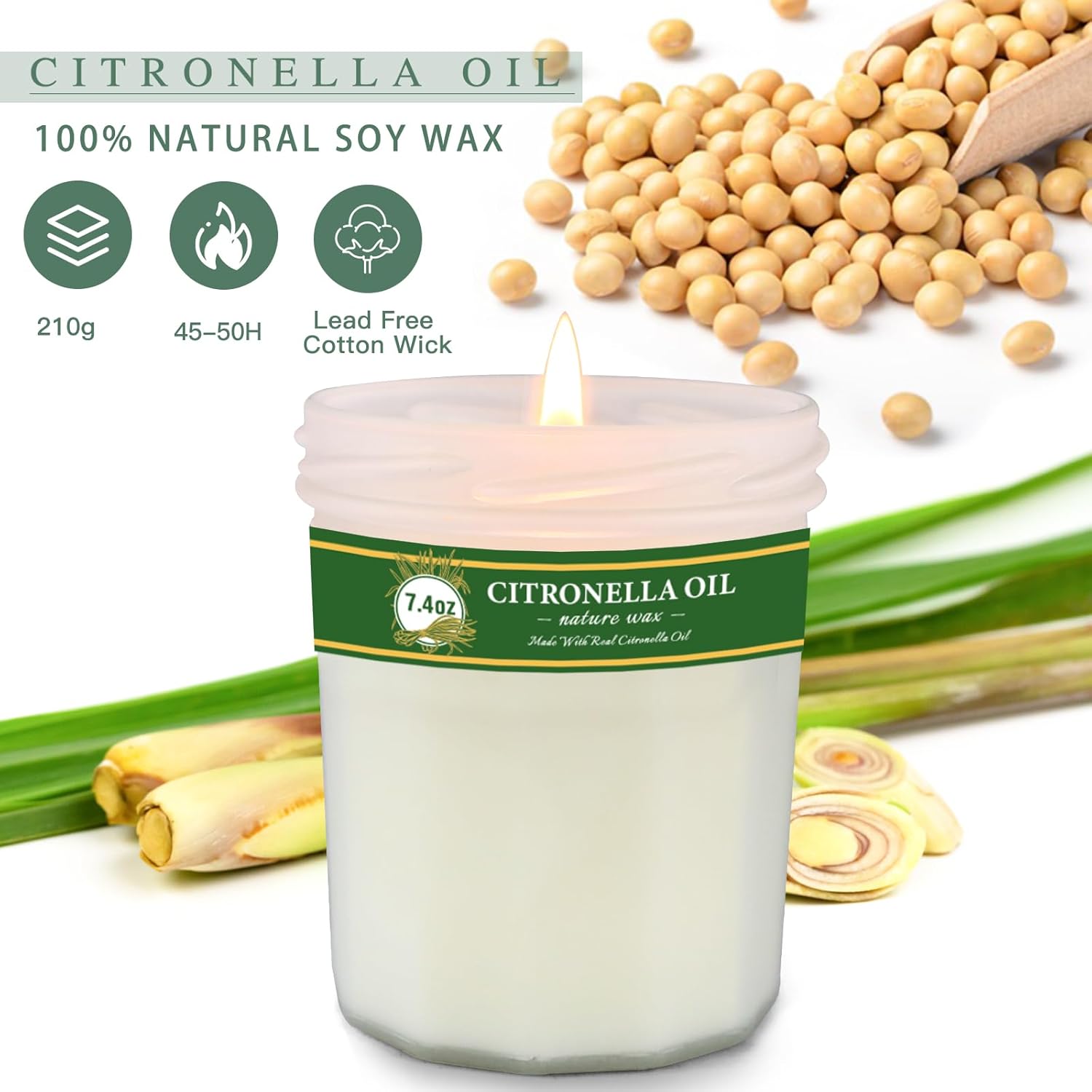 PELN Citronella Candles Outdoor 4 Pack 200 Hours Burning
