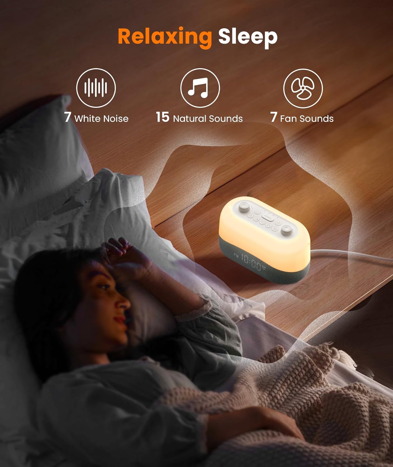 Dreamegg Sound Machine Alarm Clock with 29 Sounds and Night Light