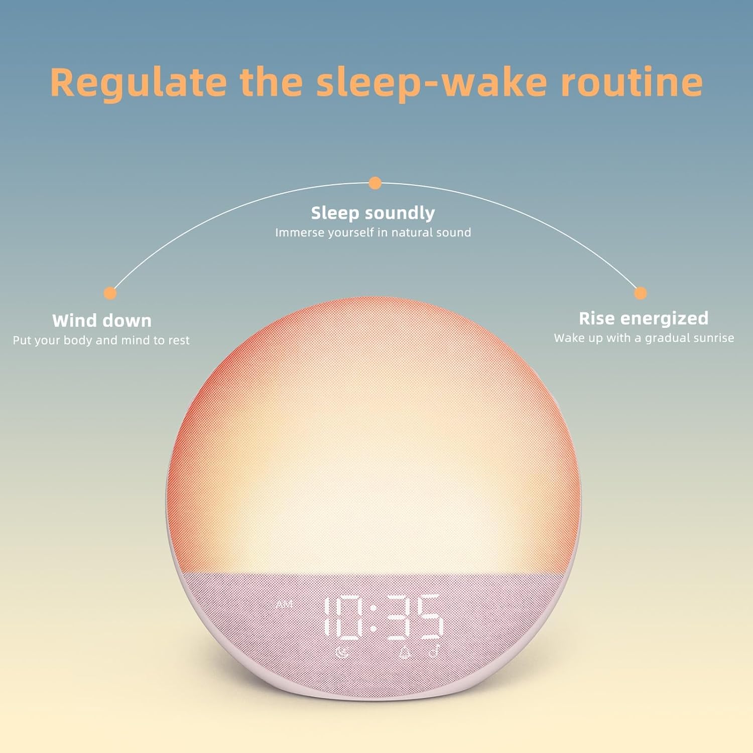 Odokee Sunrise Alarm Clock with White Noise and Bluetooth Speaker