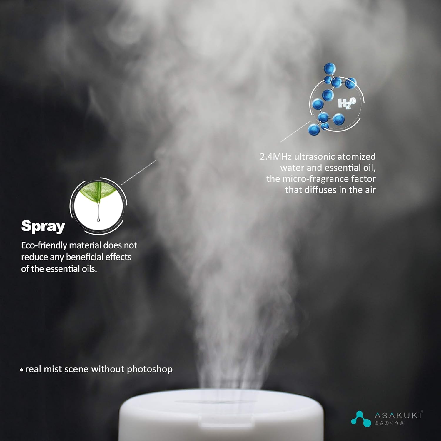 ASAKUKI 300ML Essential Oil Diffuser with 7 LED Lights and Auto-Off