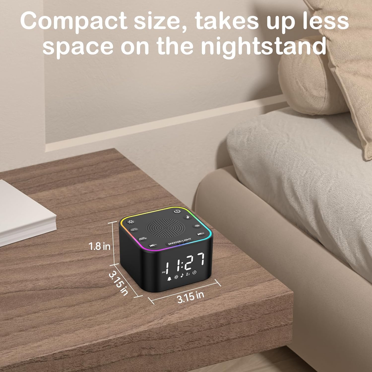 Sound Machine with Alarm Clock 30 Non-Looping Sleep Sounds and Night Light