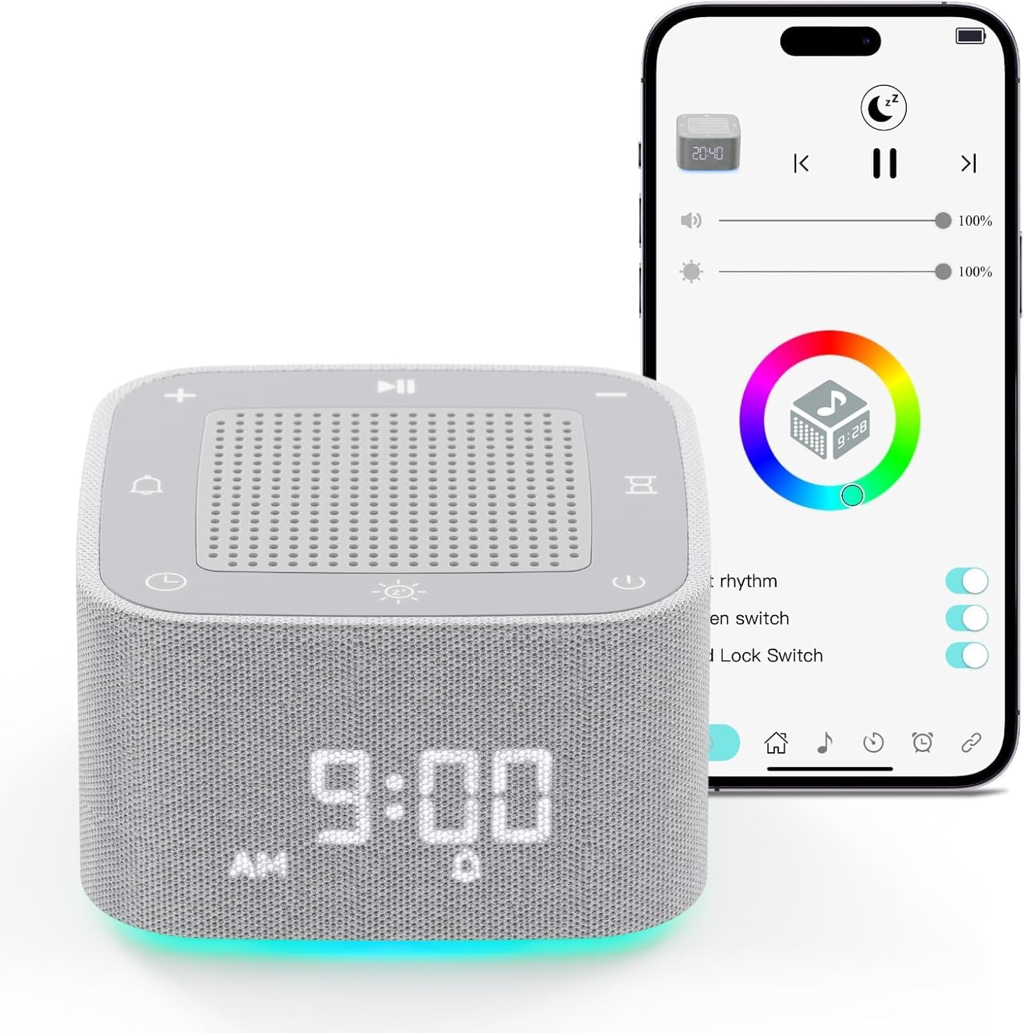 Sleep Sound Machine with Alarm Clock and Lights