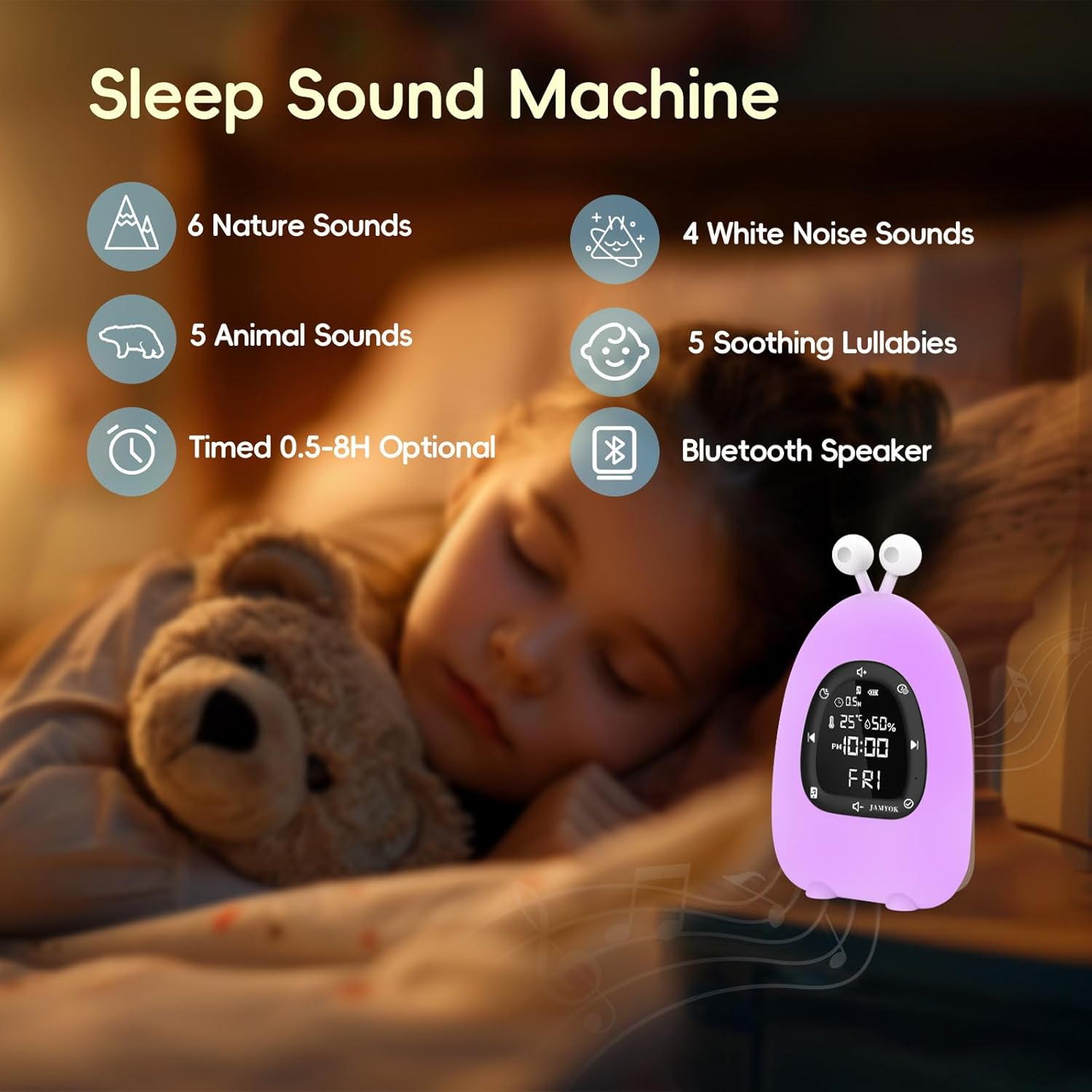Jamyok Sunrise Alarm Clock with Light and White Noise